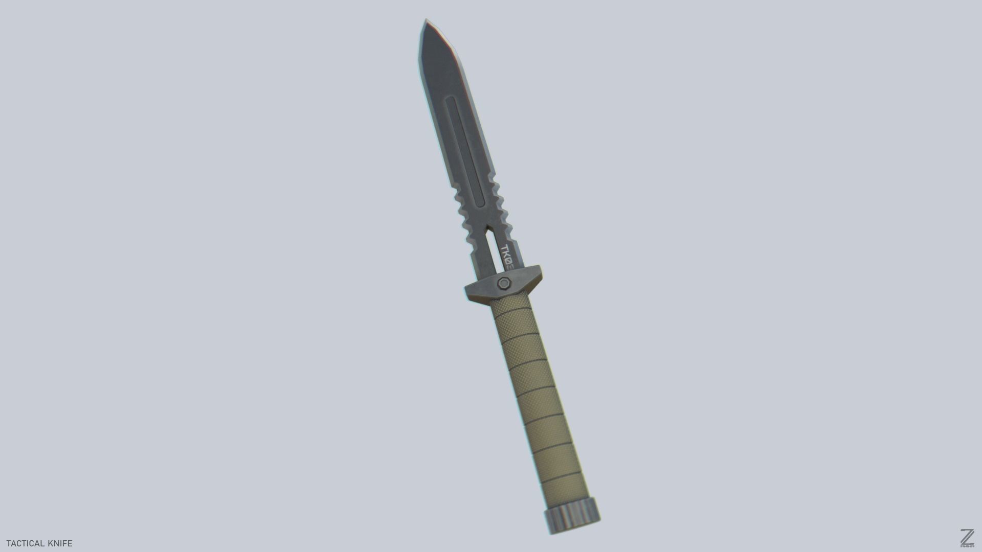 Tactical knife Low-poly 3D model_5