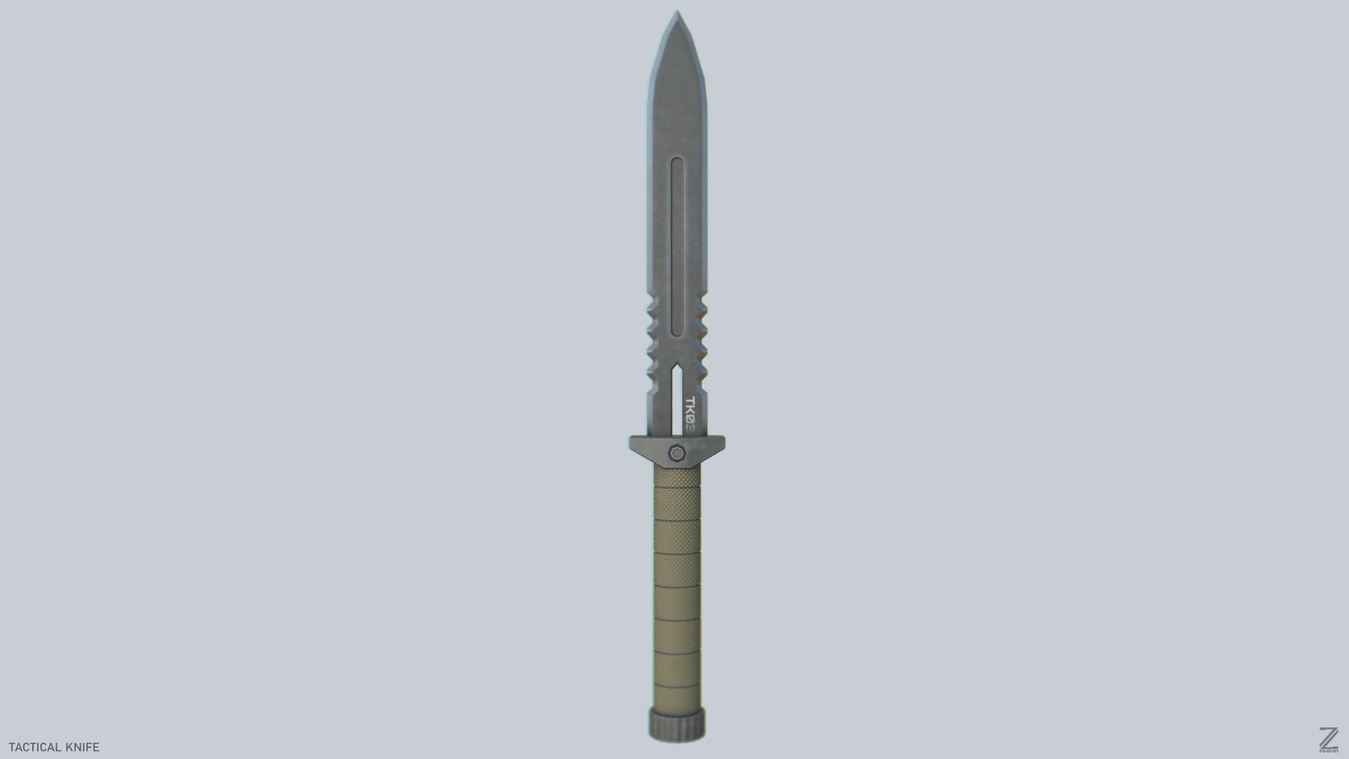Tactical knife Low-poly 3D model_4