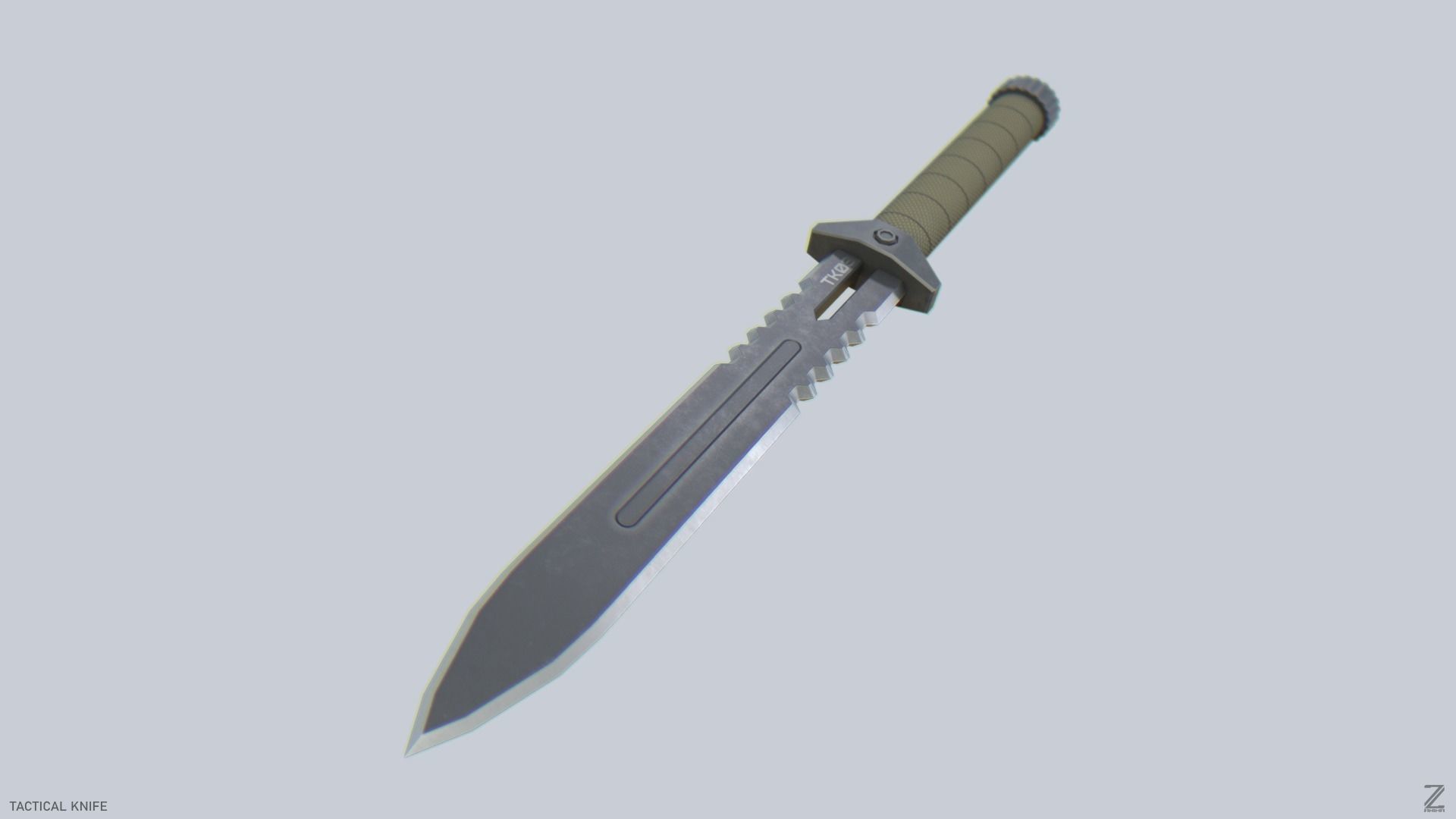 Tactical knife Low-poly 3D model_7