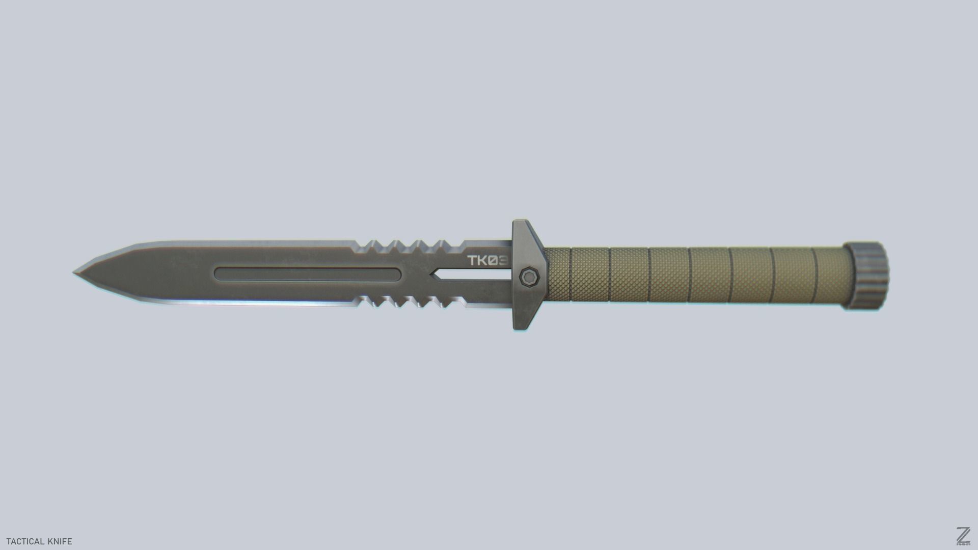 Tactical knife Low-poly 3D model_1
