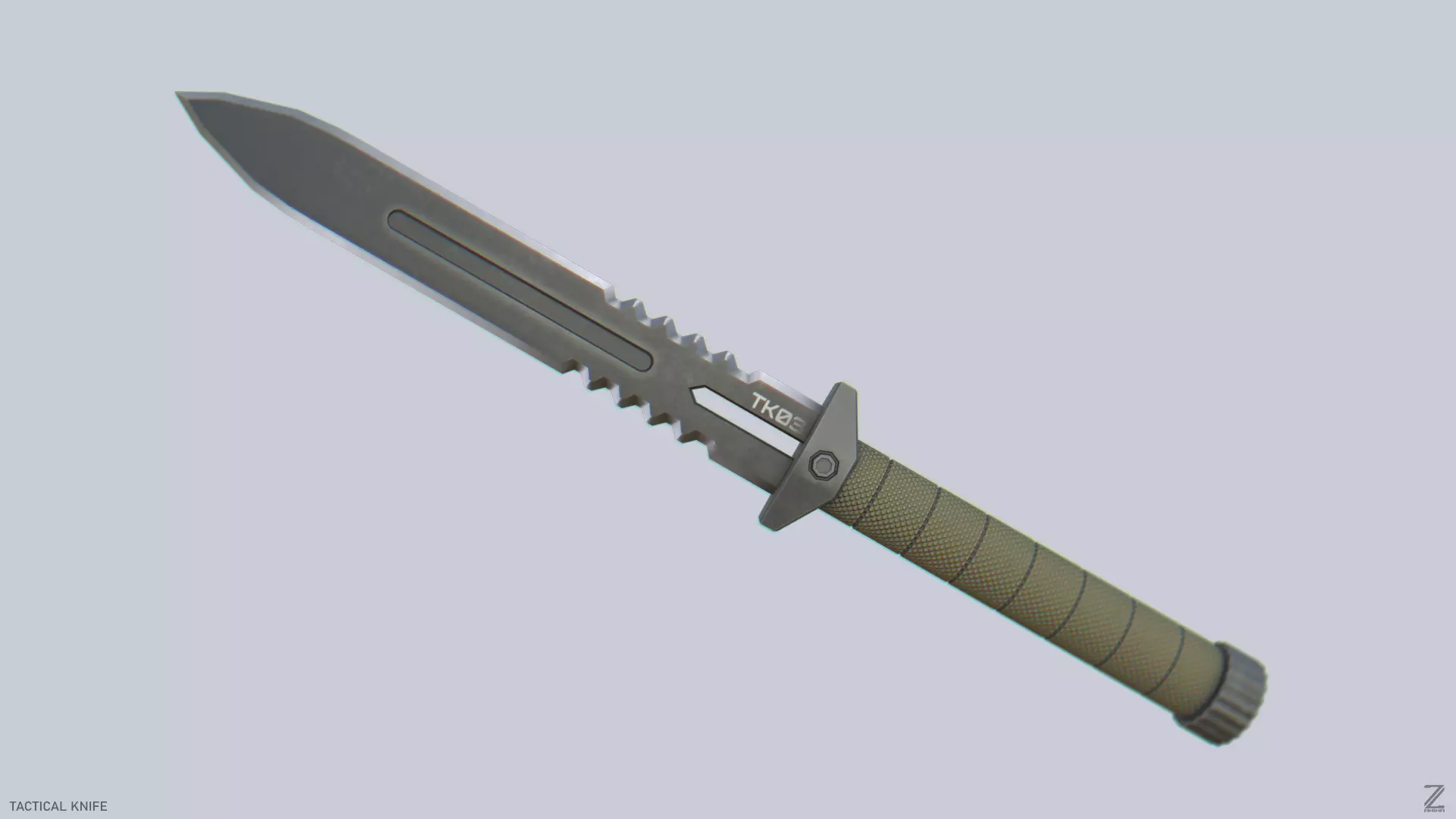 Tactical knife Low-poly 3D model_0