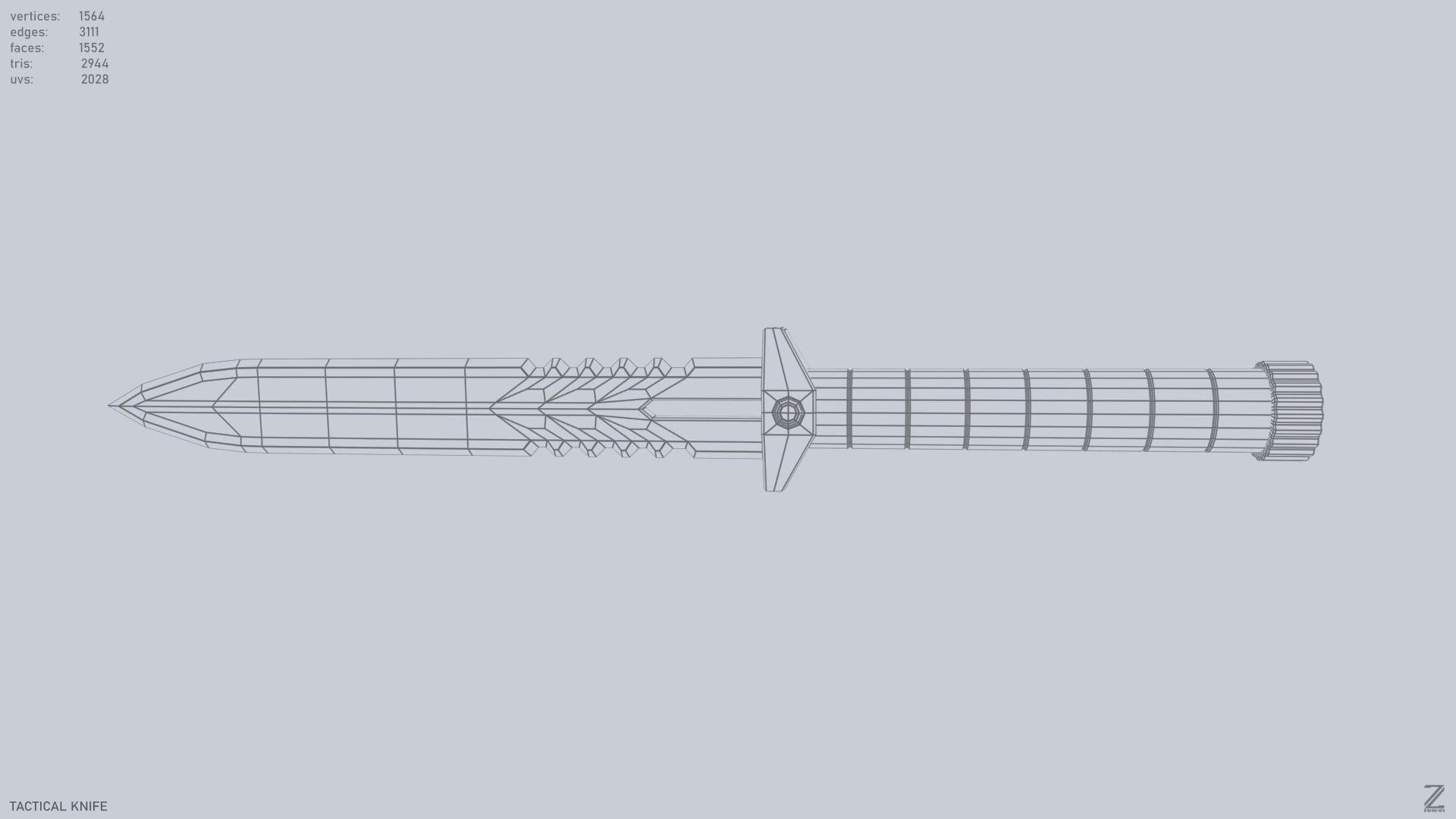 Tactical knife Low-poly 3D model_12