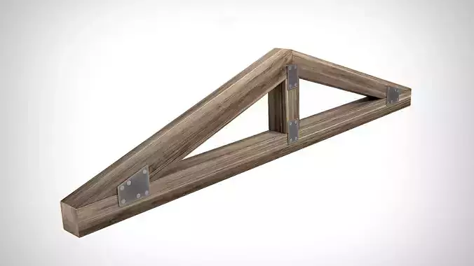 Wooden Truss King Post PBR Low-poly 3D model