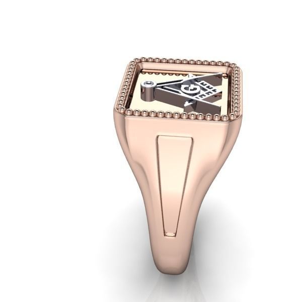 Creative men Signet  Masonic  ring Milgrain border hot style 3D print model_8