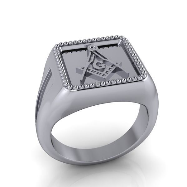 Creative men Signet  Masonic  ring Milgrain border hot style 3D print model_15