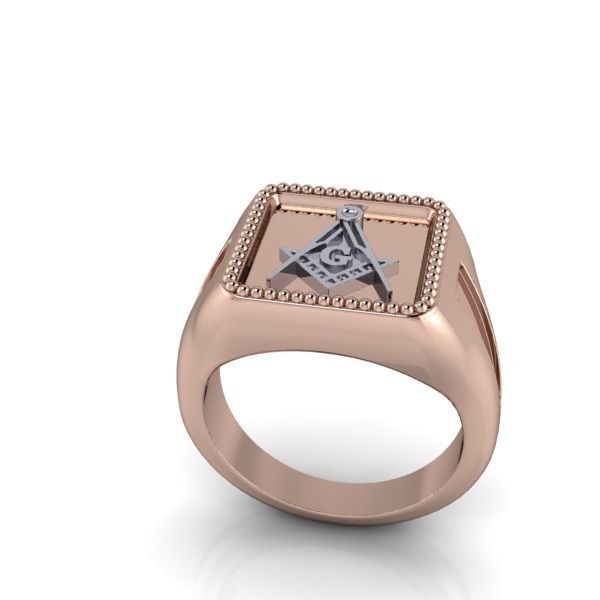 Creative men Signet  Masonic  ring Milgrain border hot style 3D print model_9