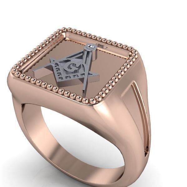 Creative men Signet  Masonic  ring Milgrain border hot style 3D print model_6