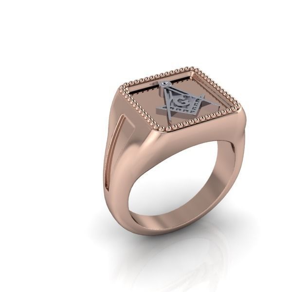 Creative men Signet  Masonic  ring Milgrain border hot style 3D print model_7
