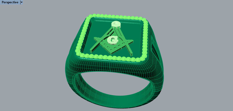 Creative men Signet  Masonic  ring Milgrain border hot style 3D print model_24