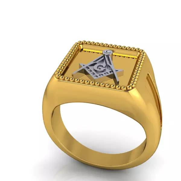 Creative men Signet  Masonic  ring Milgrain border hot style 3D print model_0