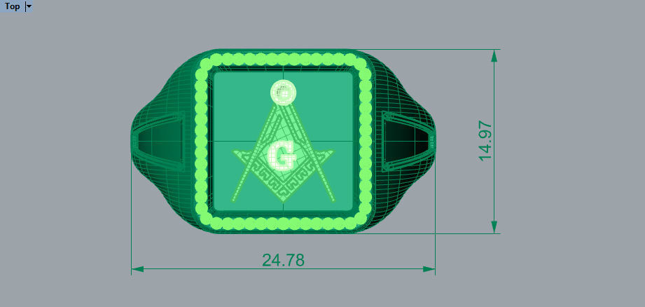 Creative men Signet  Masonic  ring Milgrain border hot style 3D print model_20