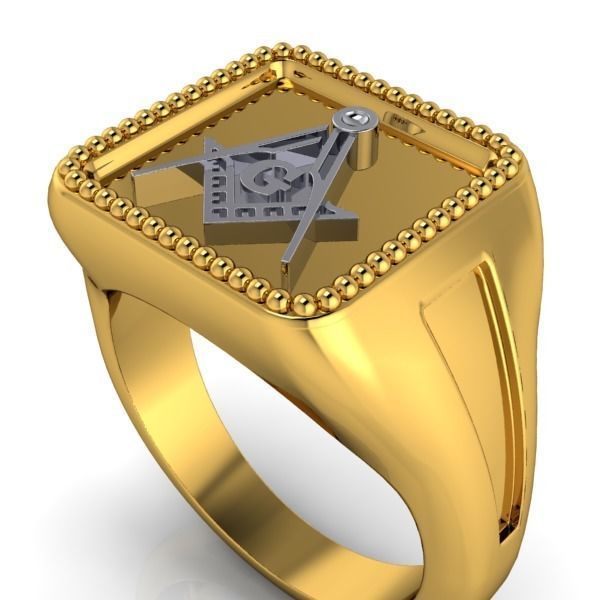 Creative men Signet  Masonic  ring Milgrain border hot style 3D print model_17