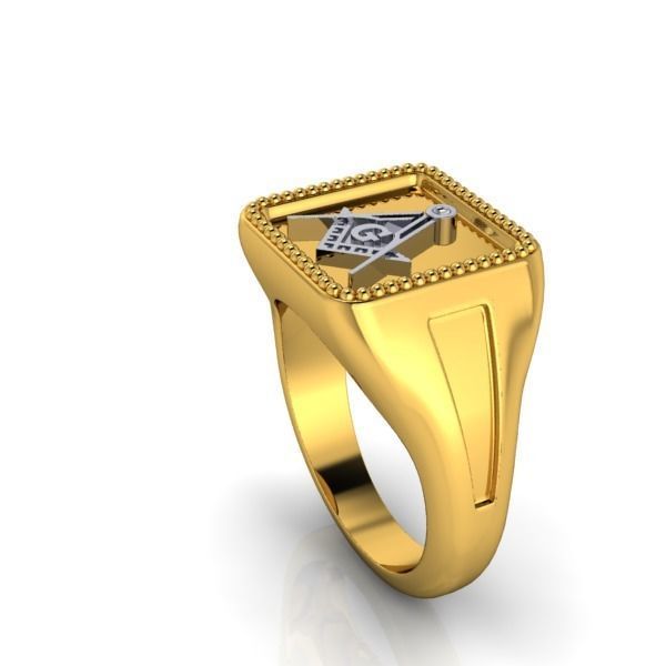Creative men Signet  Masonic  ring Milgrain border hot style 3D print model_3