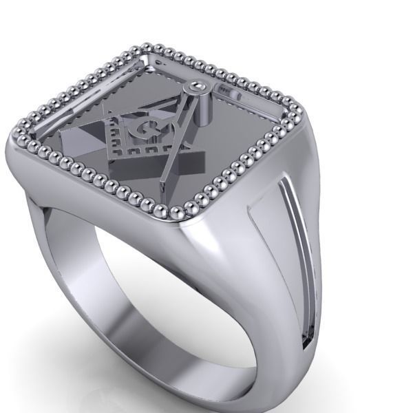 Creative men Signet  Masonic  ring Milgrain border hot style 3D print model_2