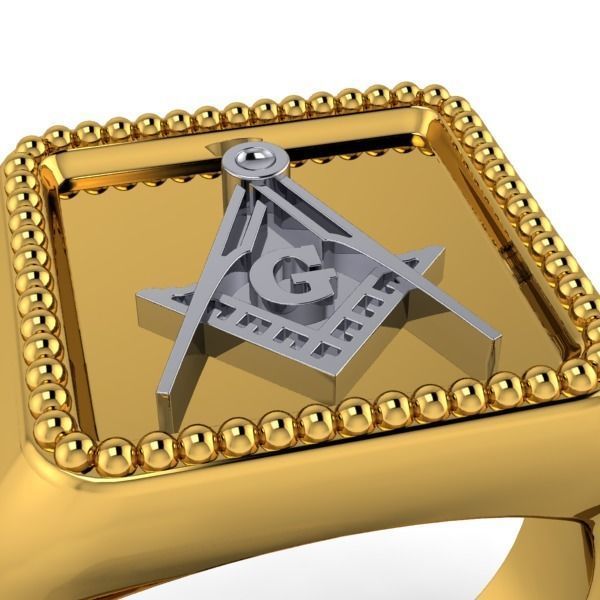 Creative men Signet  Masonic  ring Milgrain border hot style 3D print model_16