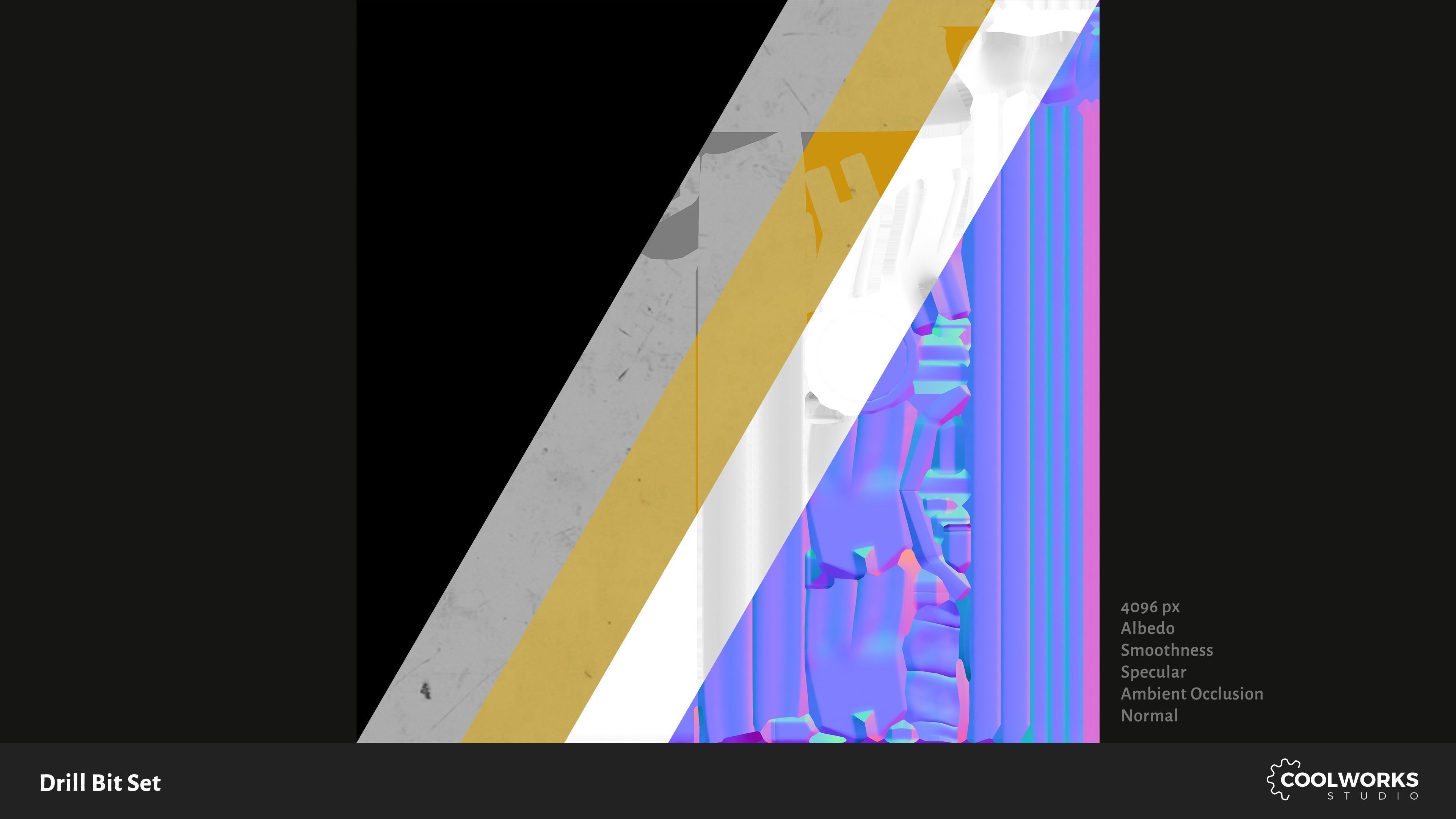 Drill Bit Set Low-poly 3D model_14