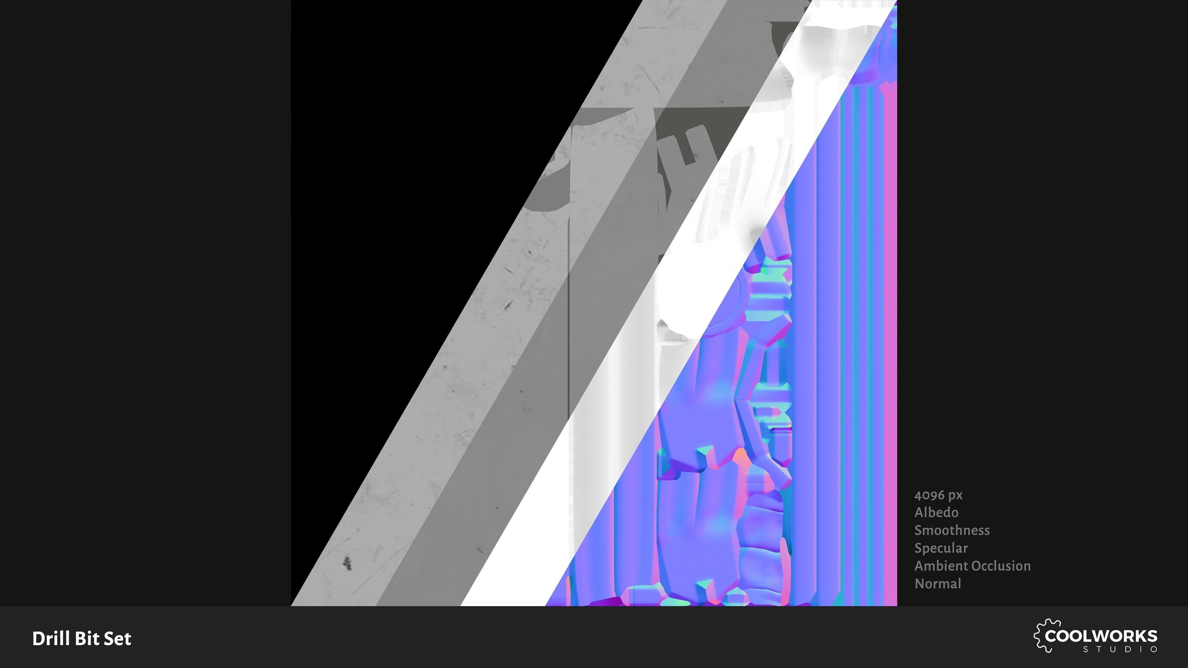 Drill Bit Set Low-poly 3D model_15