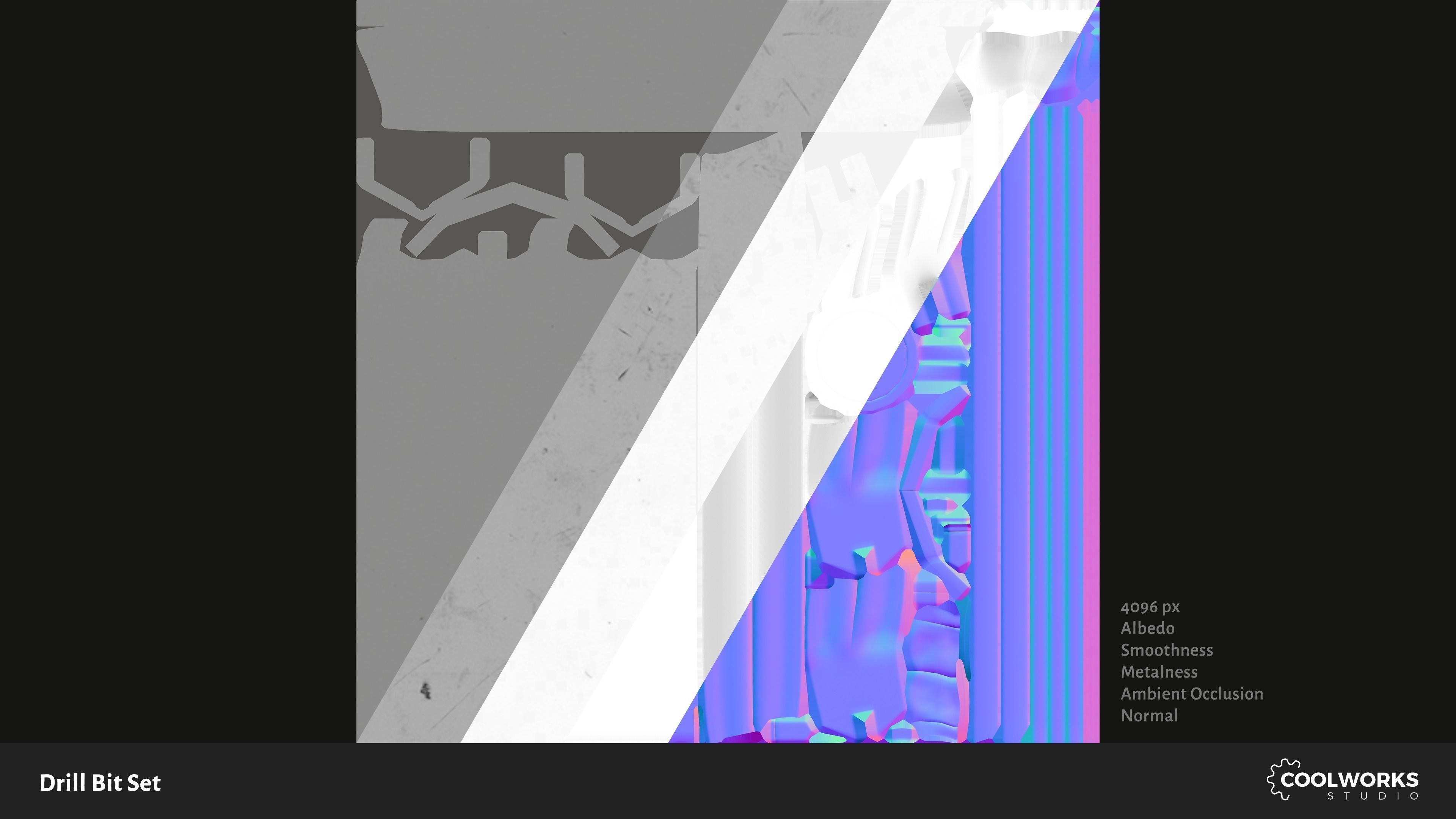 Drill Bit Set Low-poly 3D model_16