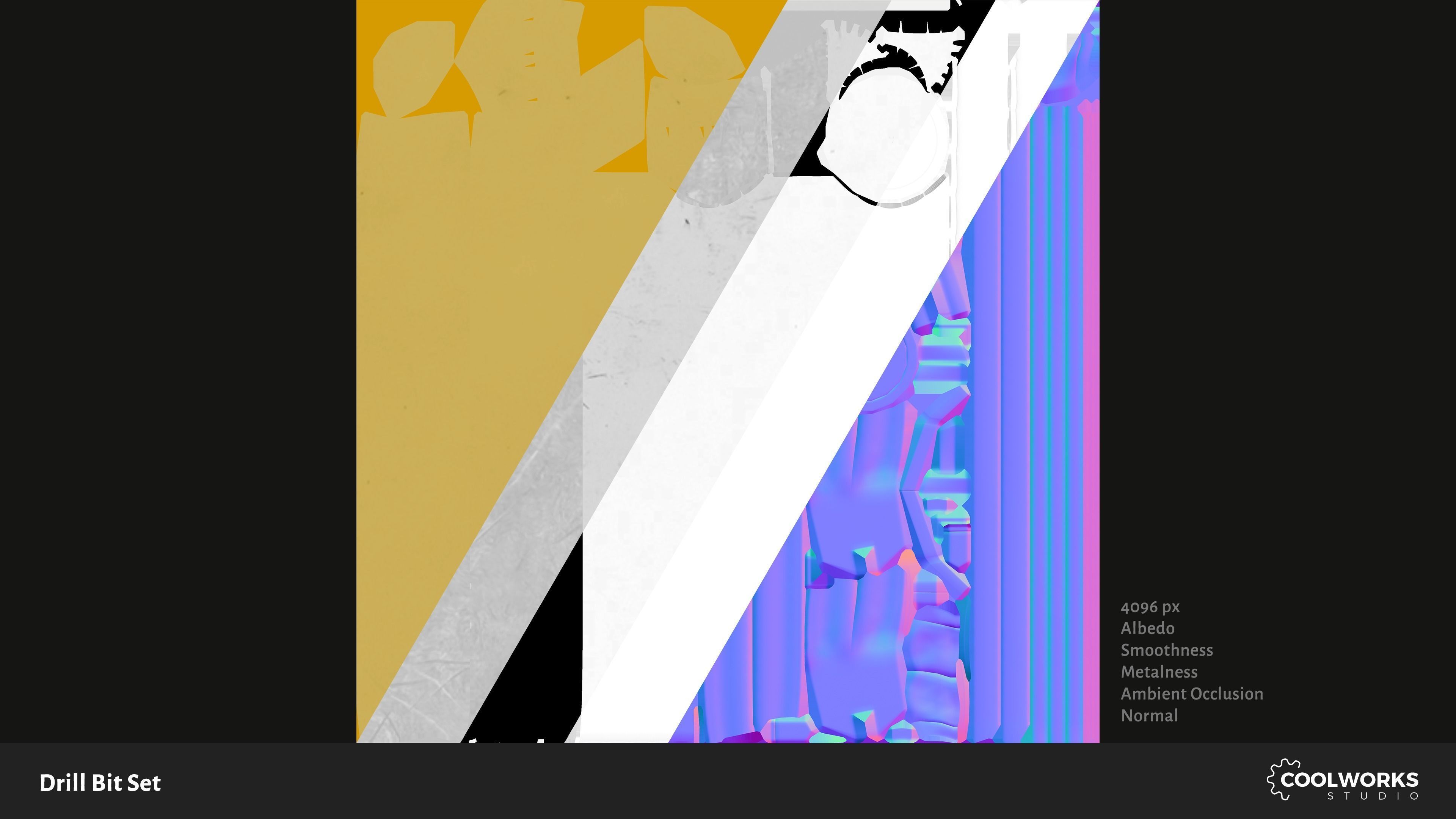 Drill Bit Set Low-poly 3D model_13