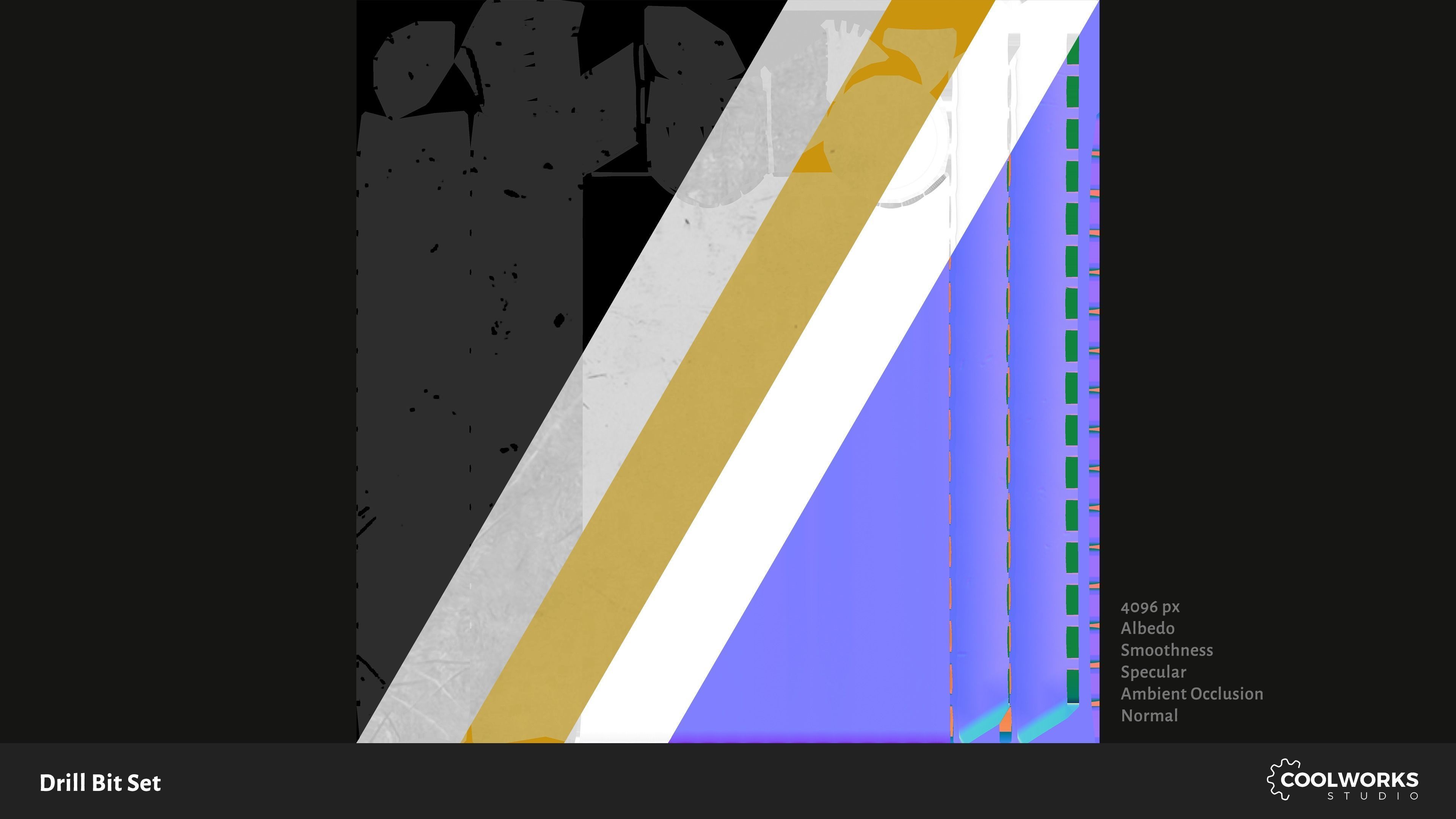 Drill Bit Set Low-poly 3D model_11