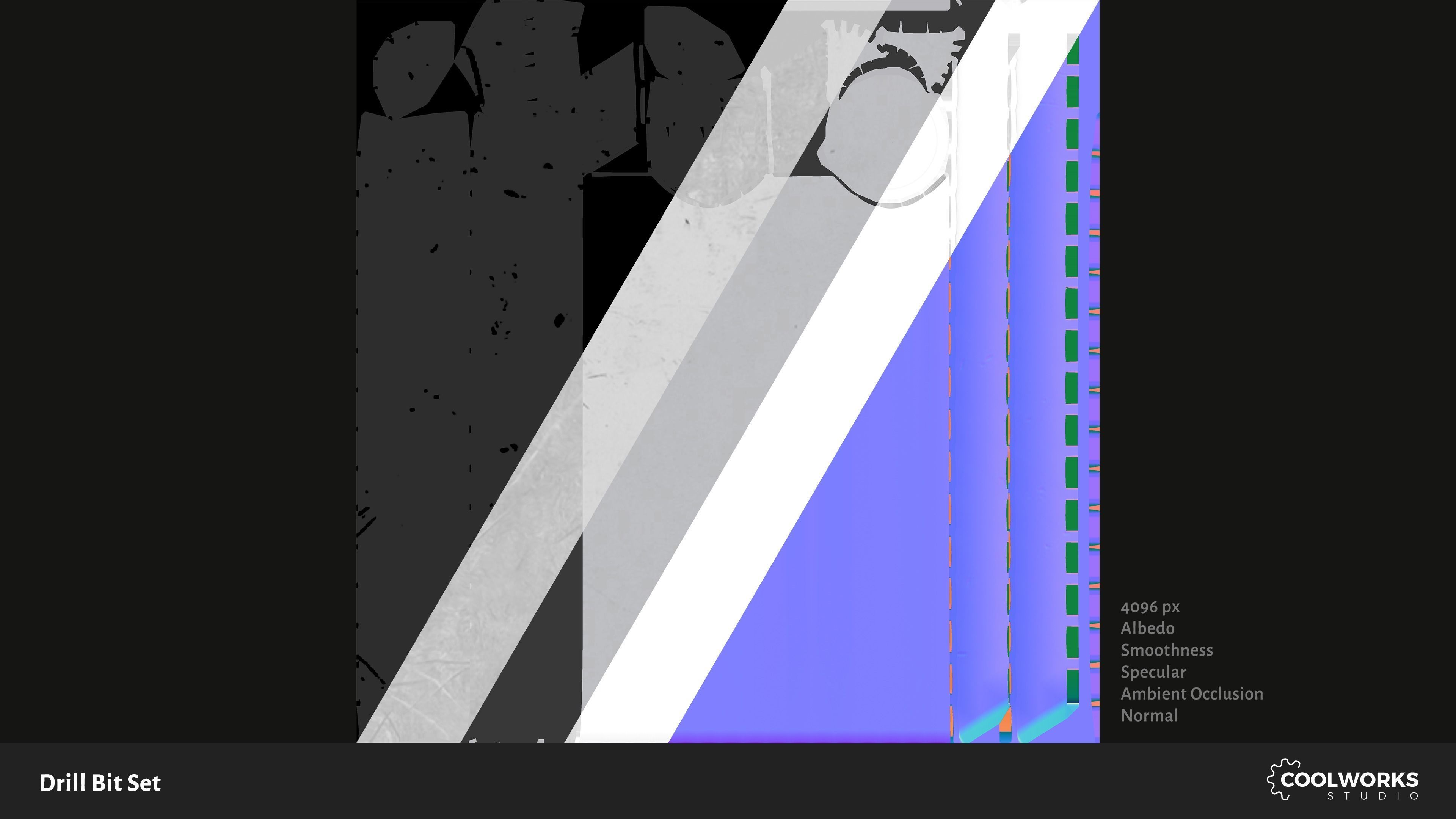 Drill Bit Set Low-poly 3D model_10