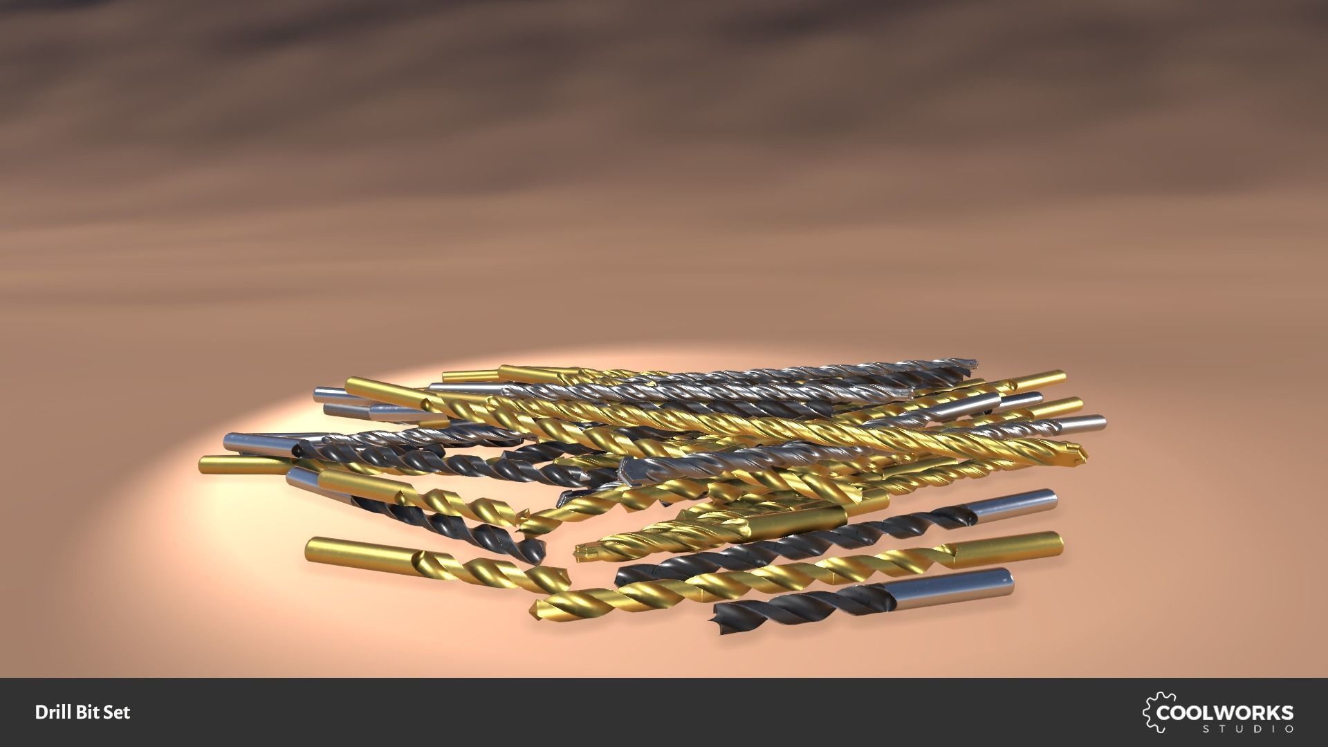 Drill Bit Set Low-poly 3D model_3