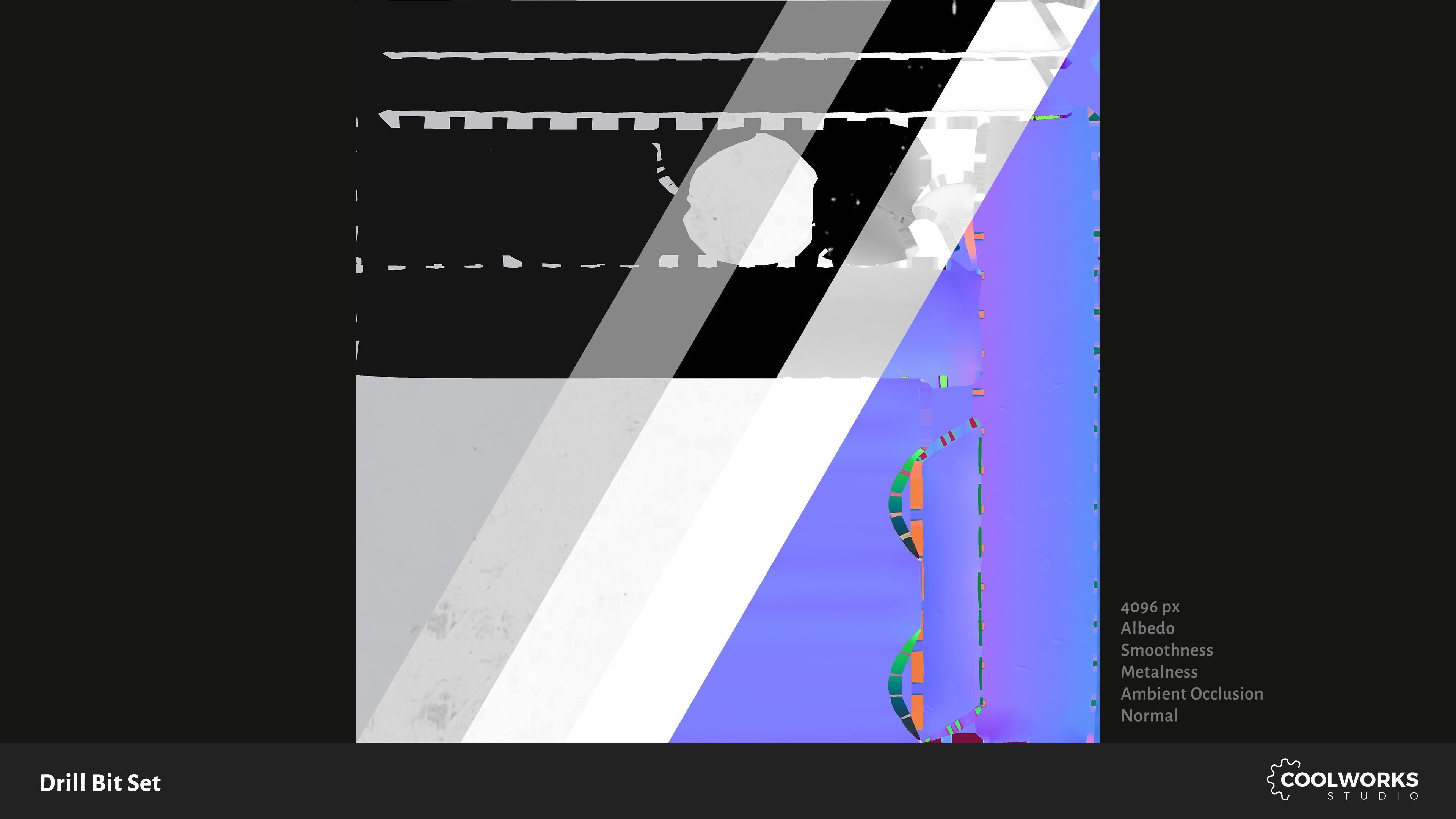 Drill Bit Set Low-poly 3D model_8