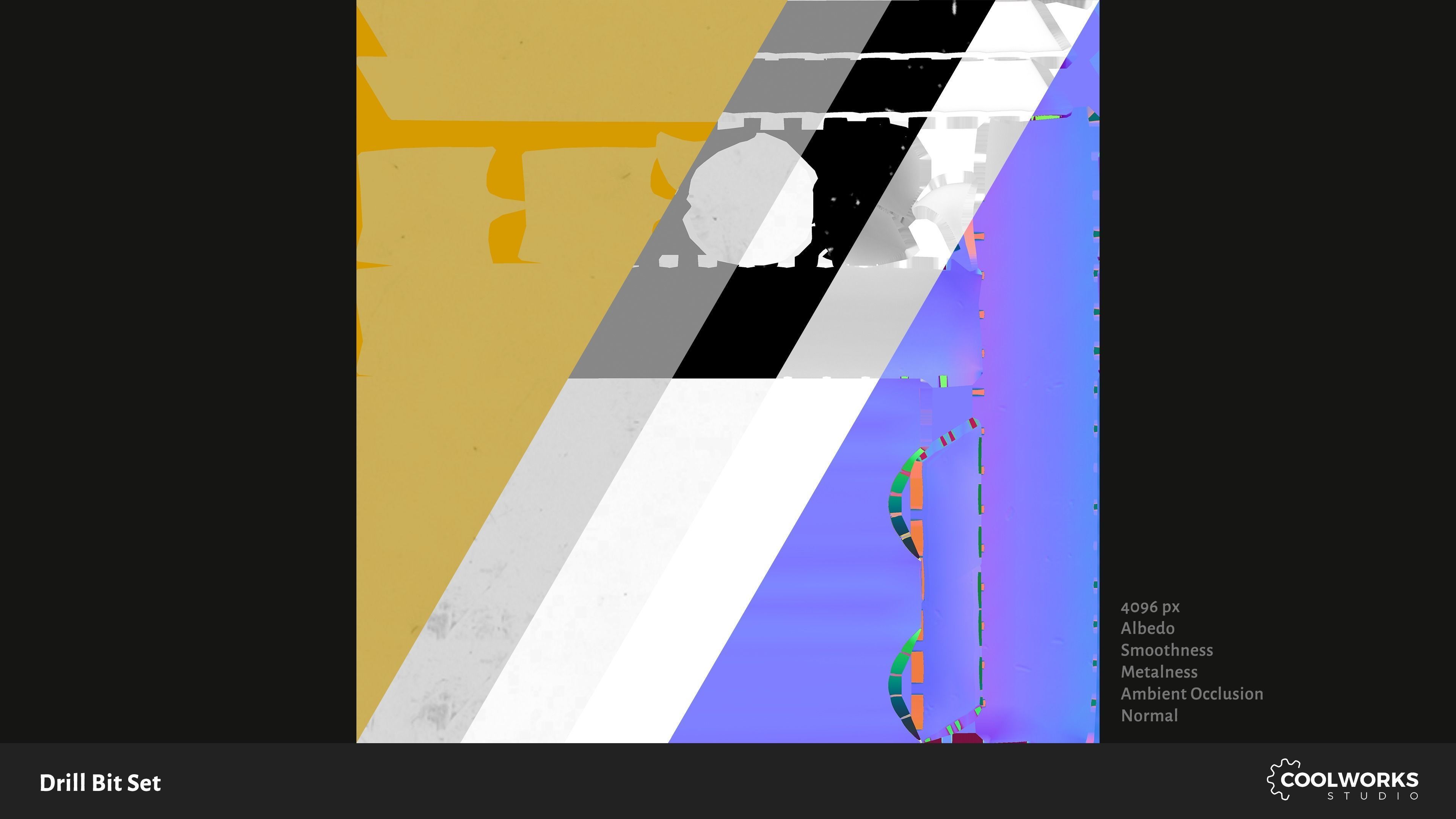 Drill Bit Set Low-poly 3D model_9