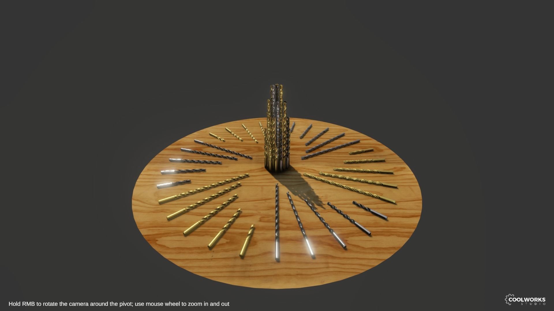 Drill Bit Set Low-poly 3D model_5