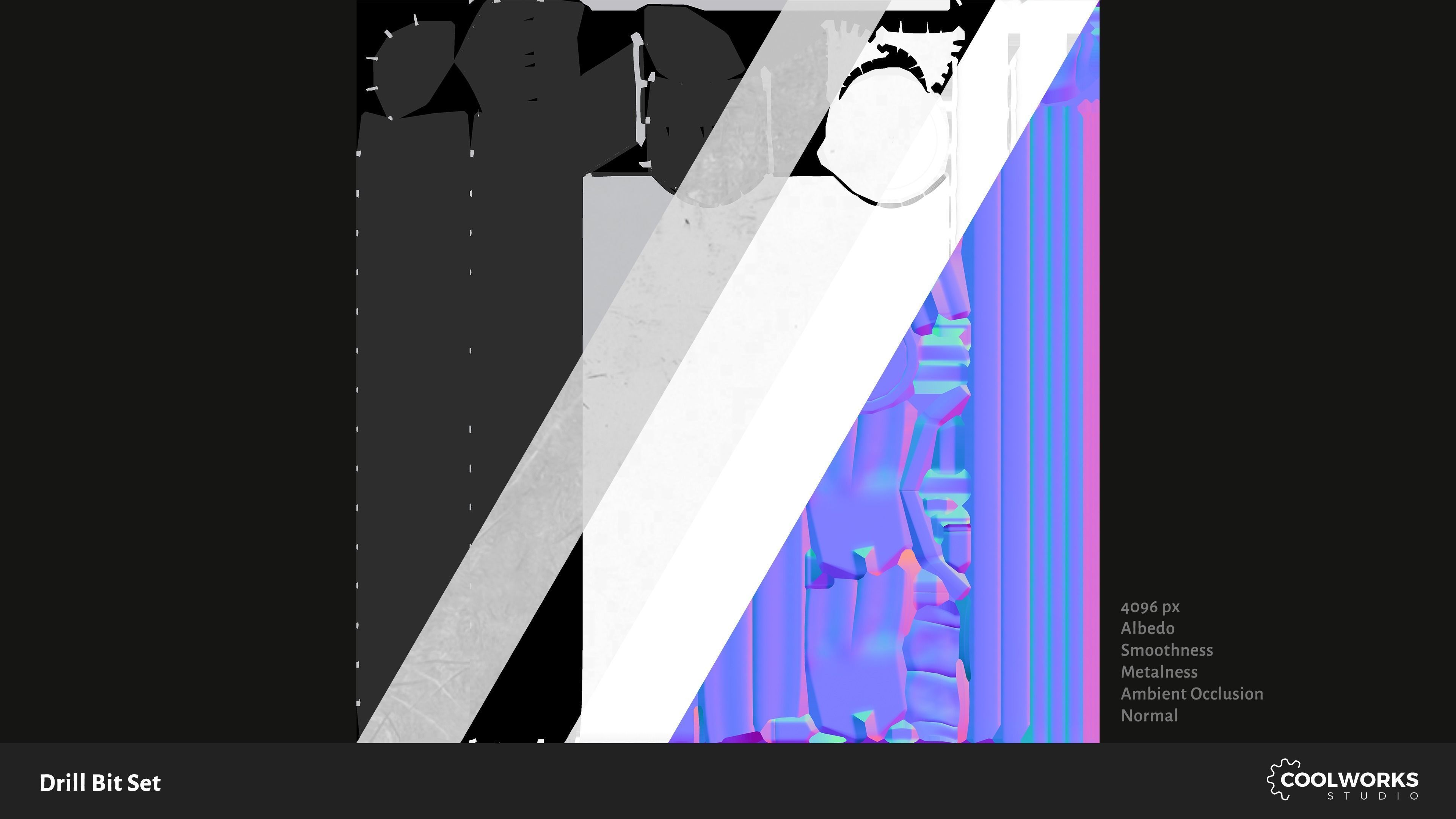 Drill Bit Set Low-poly 3D model_12