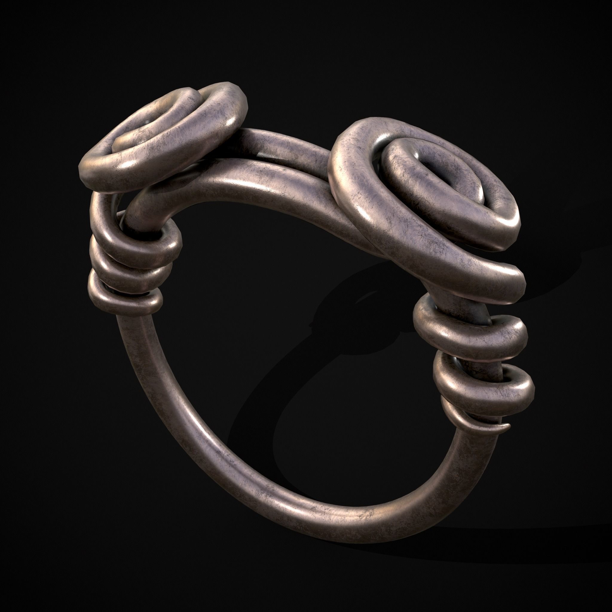 Wire Spiral Silver Ring Low-poly 3D model_21