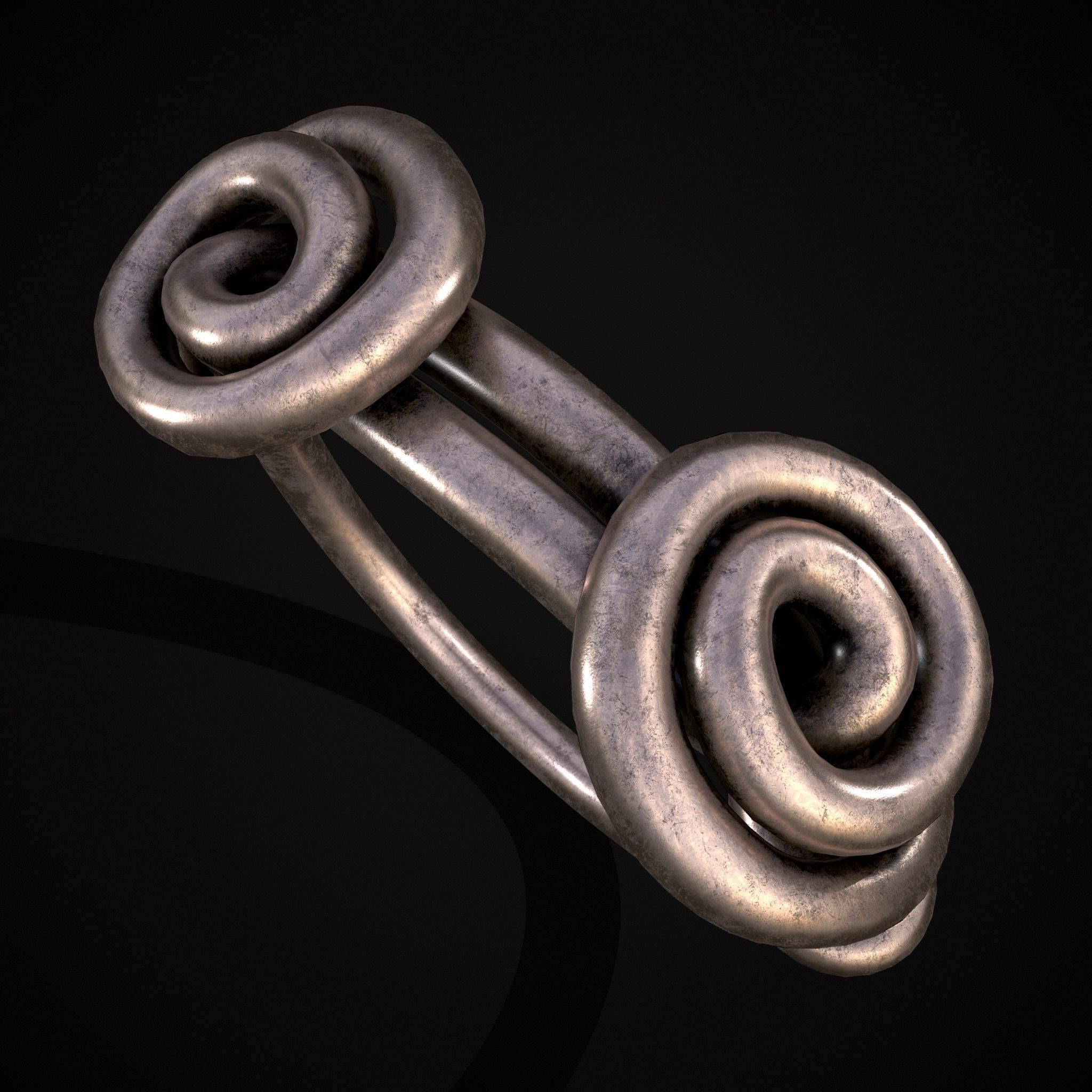 Wire Spiral Silver Ring Low-poly 3D model_25