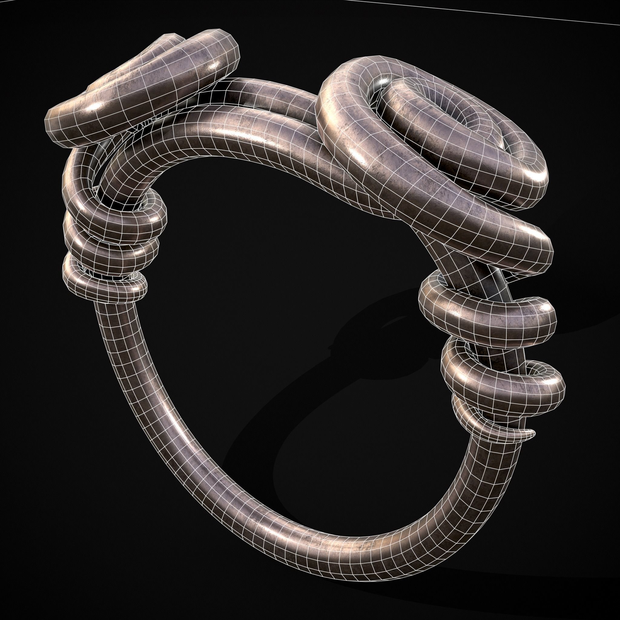 Wire Spiral Silver Ring Low-poly 3D model_40