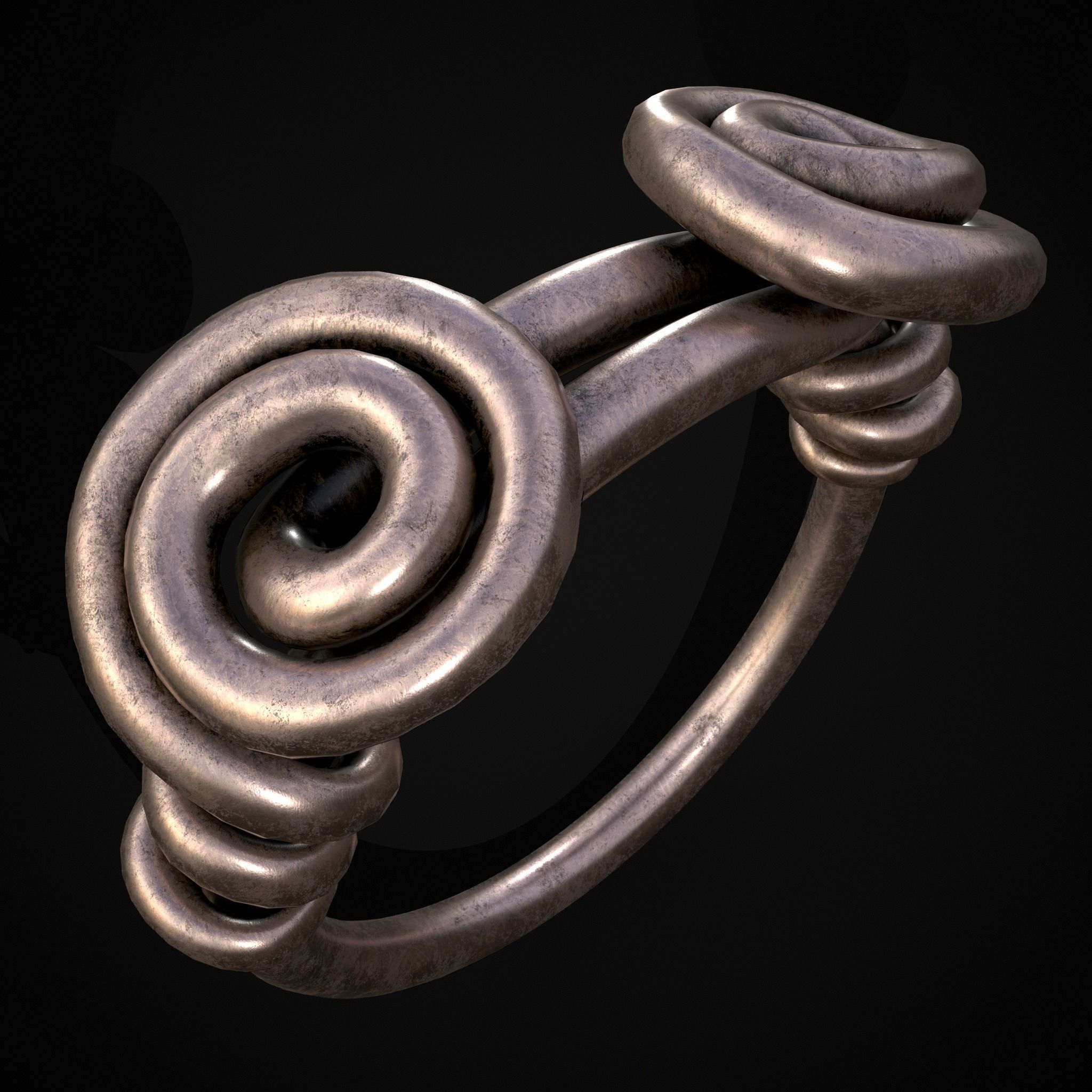 Wire Spiral Silver Ring Low-poly 3D model_37