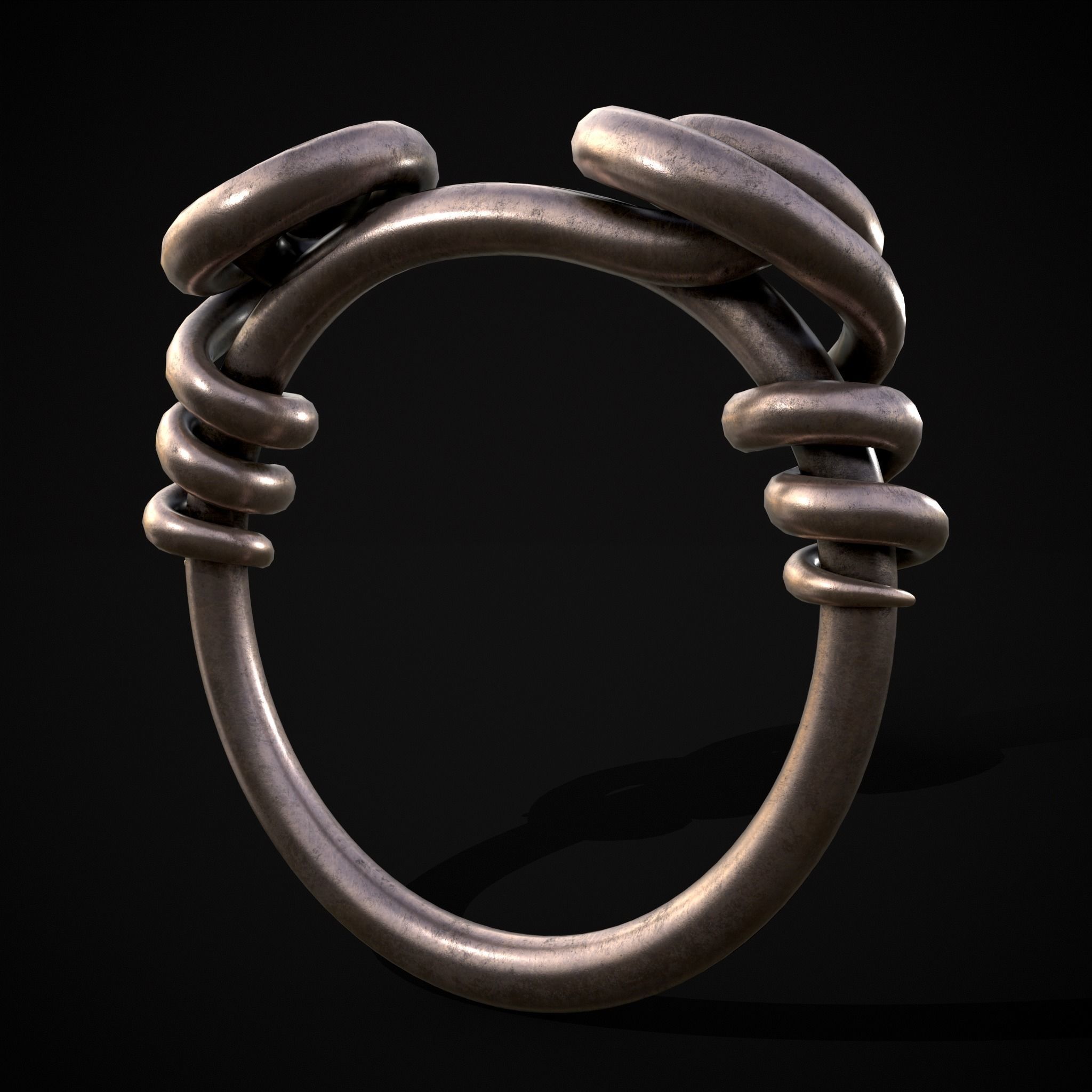 Wire Spiral Silver Ring Low-poly 3D model_29