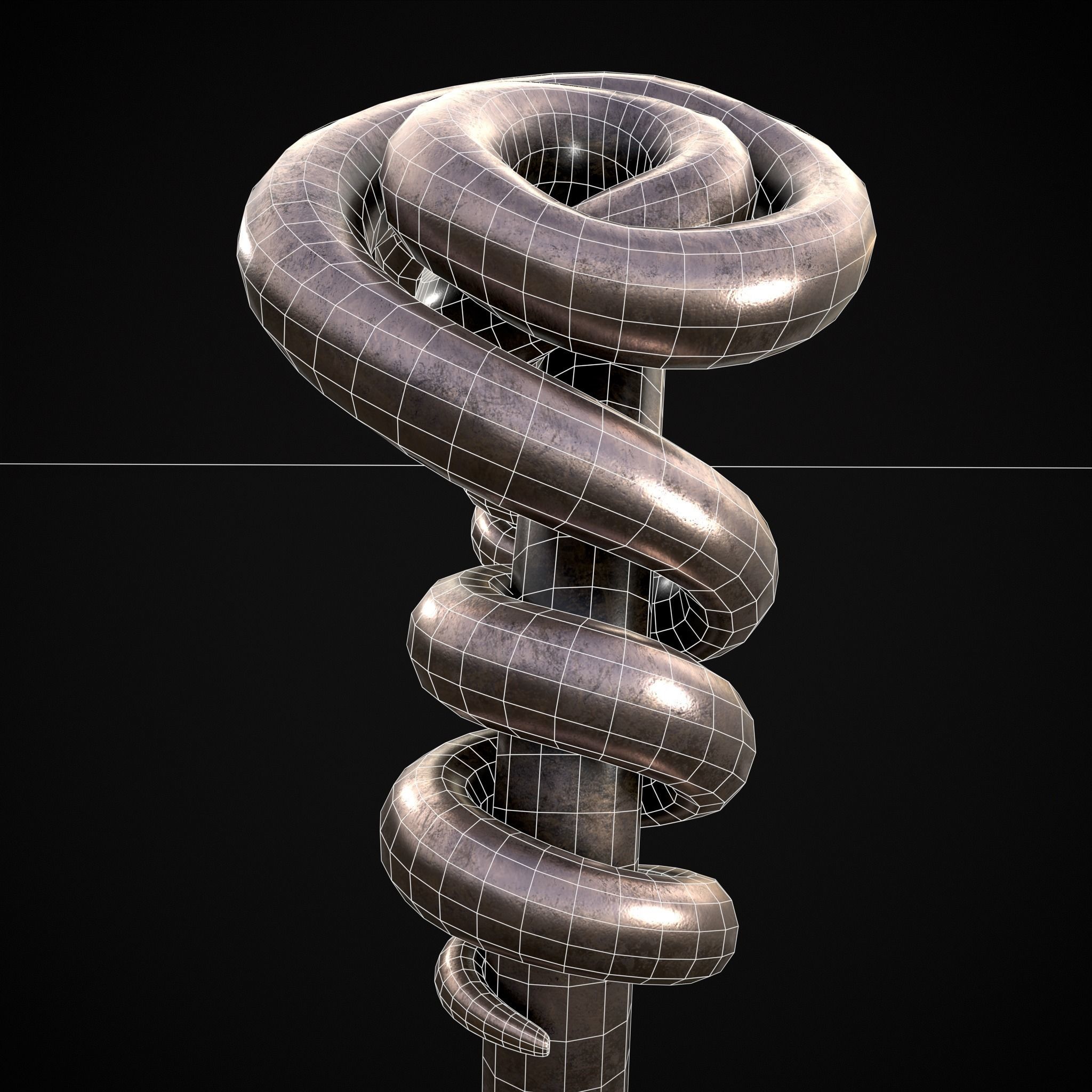 Wire Spiral Silver Ring Low-poly 3D model_34