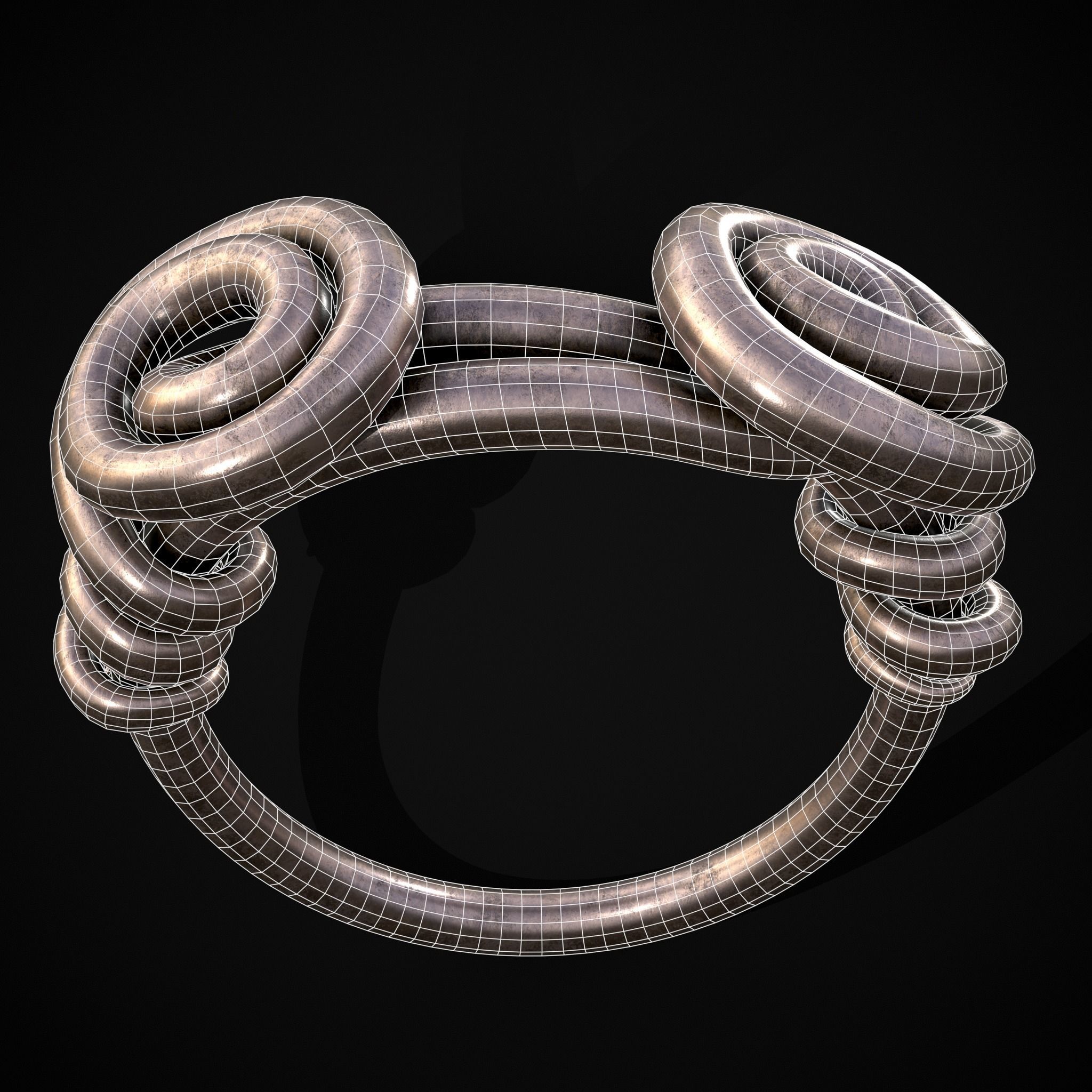 Wire Spiral Silver Ring Low-poly 3D model_28