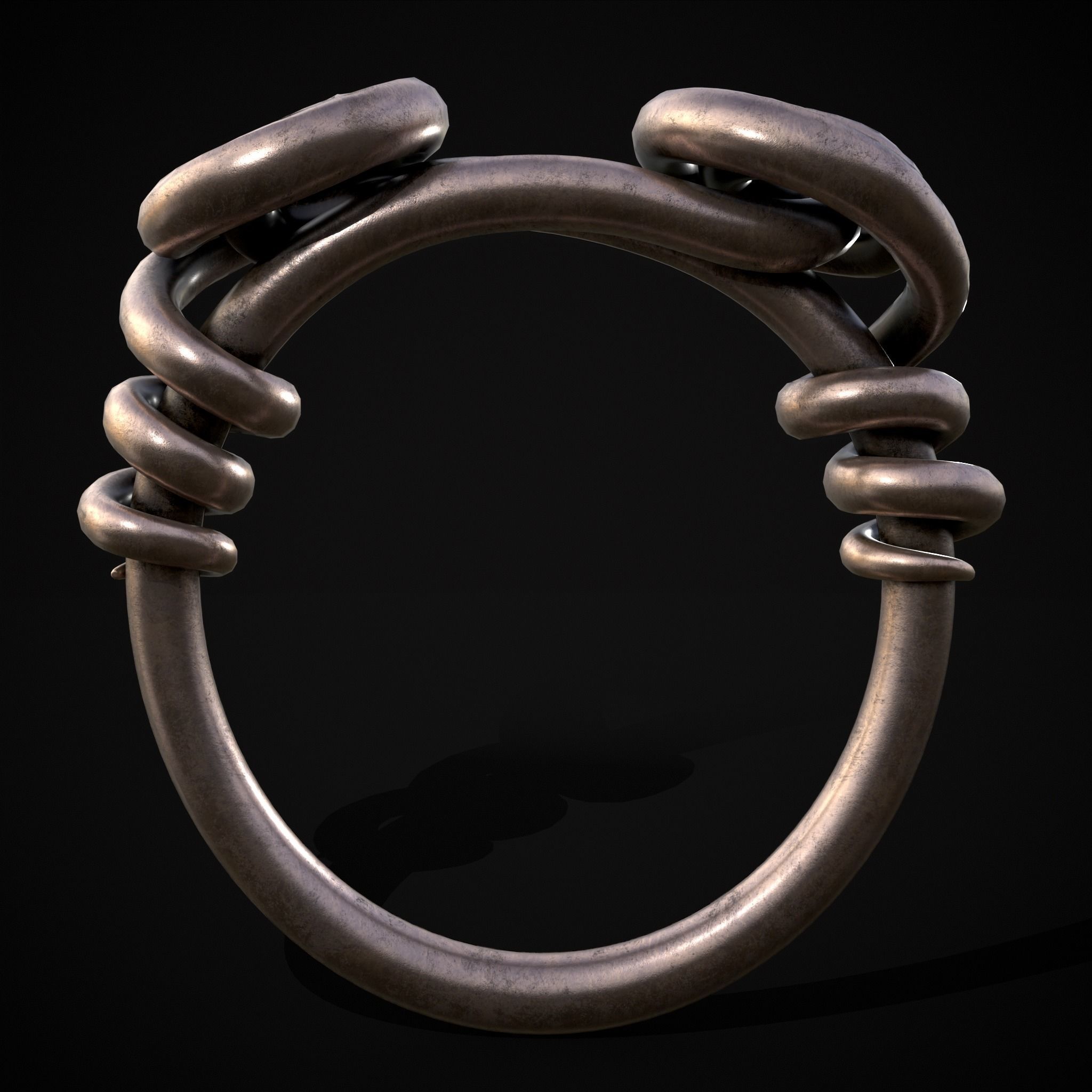 Wire Spiral Silver Ring Low-poly 3D model_19