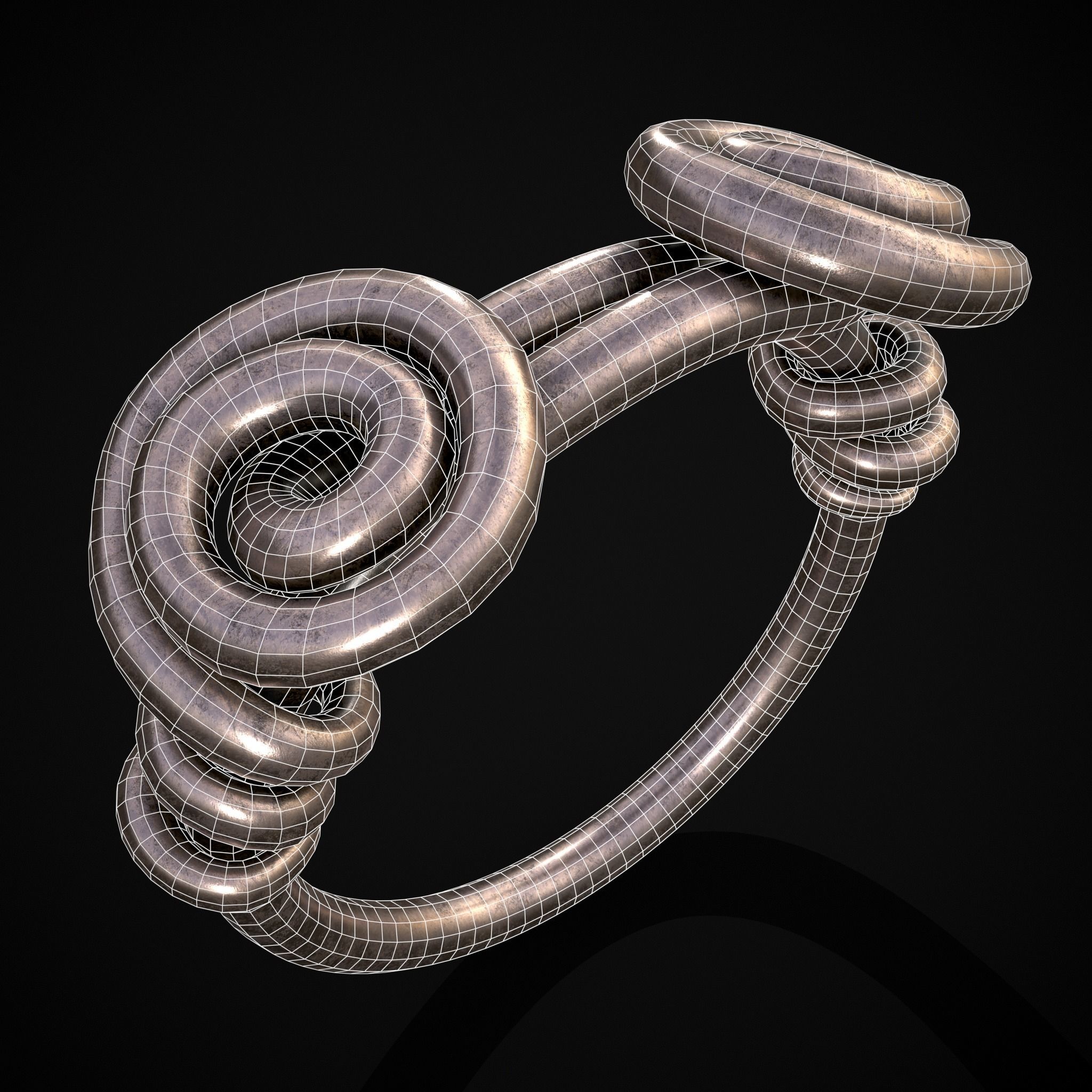 Wire Spiral Silver Ring Low-poly 3D model_24
