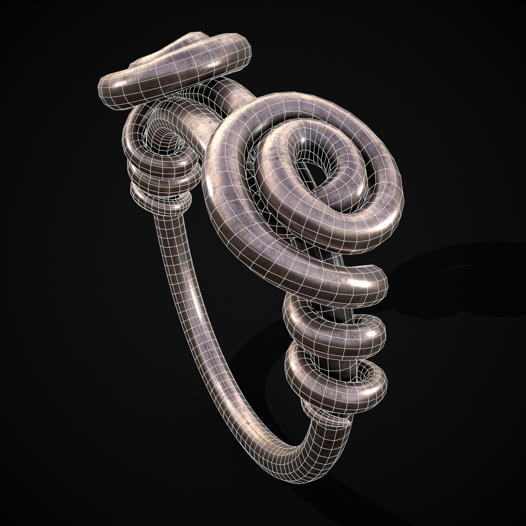 Wire Spiral Silver Ring Low-poly 3D model_12