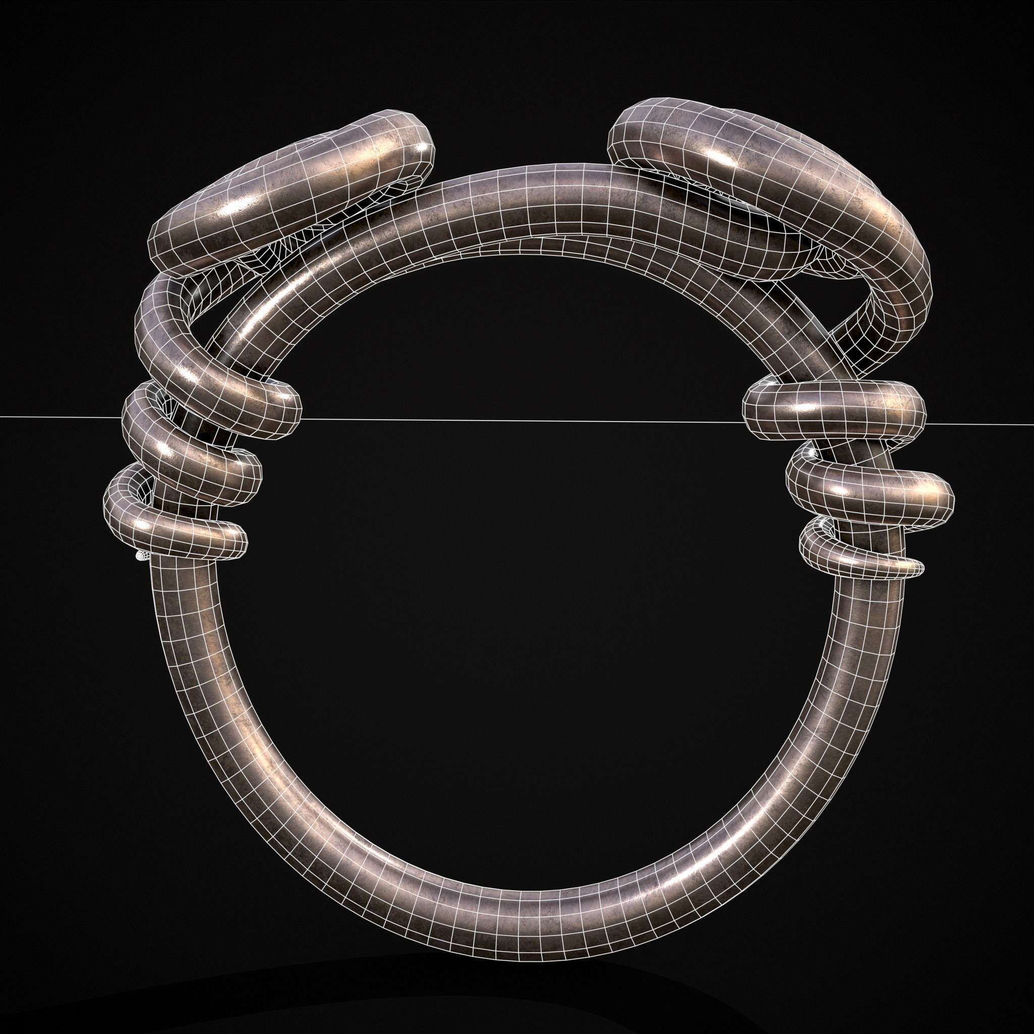 Wire Spiral Silver Ring Low-poly 3D model_6