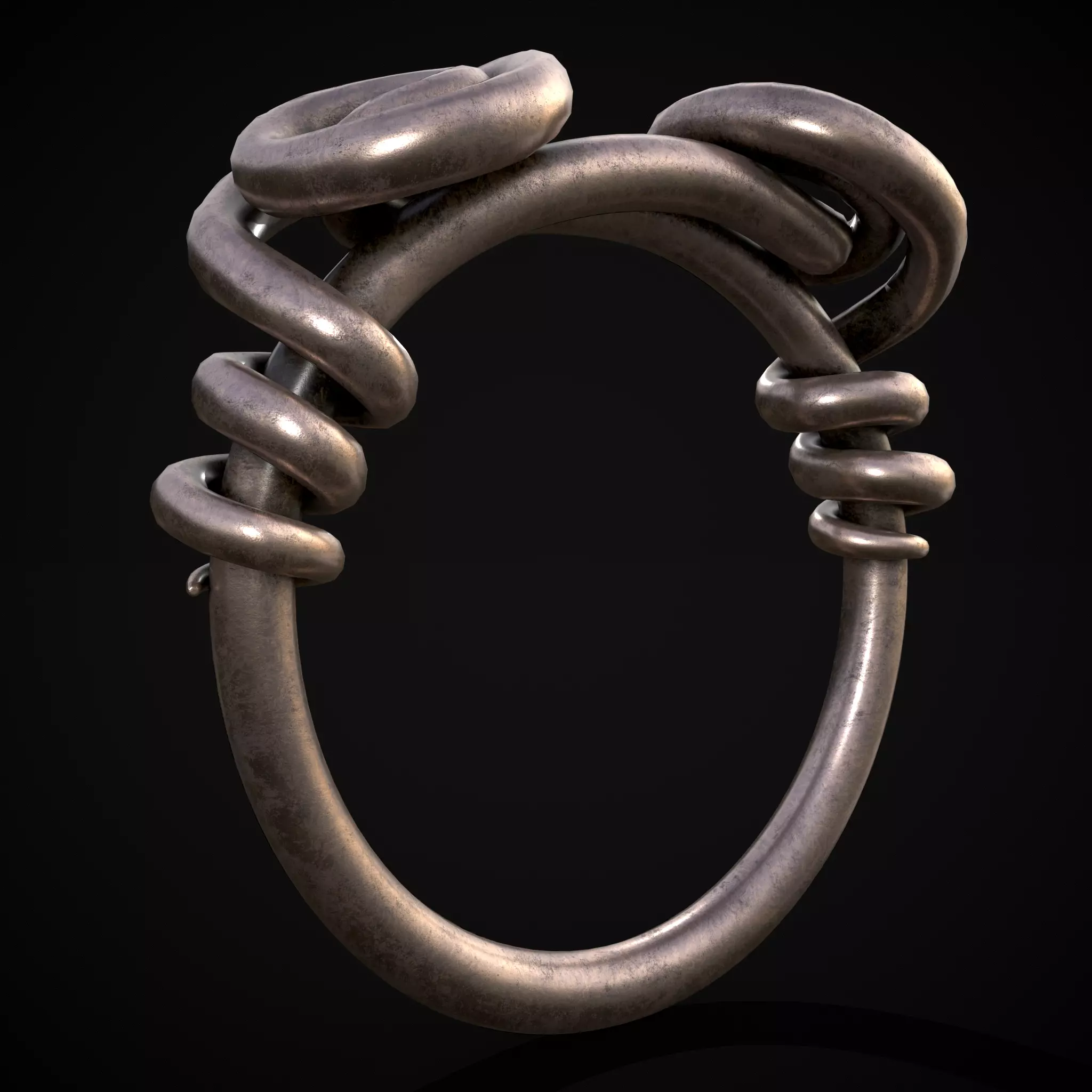Wire Spiral Silver Ring Low-poly 3D model_0