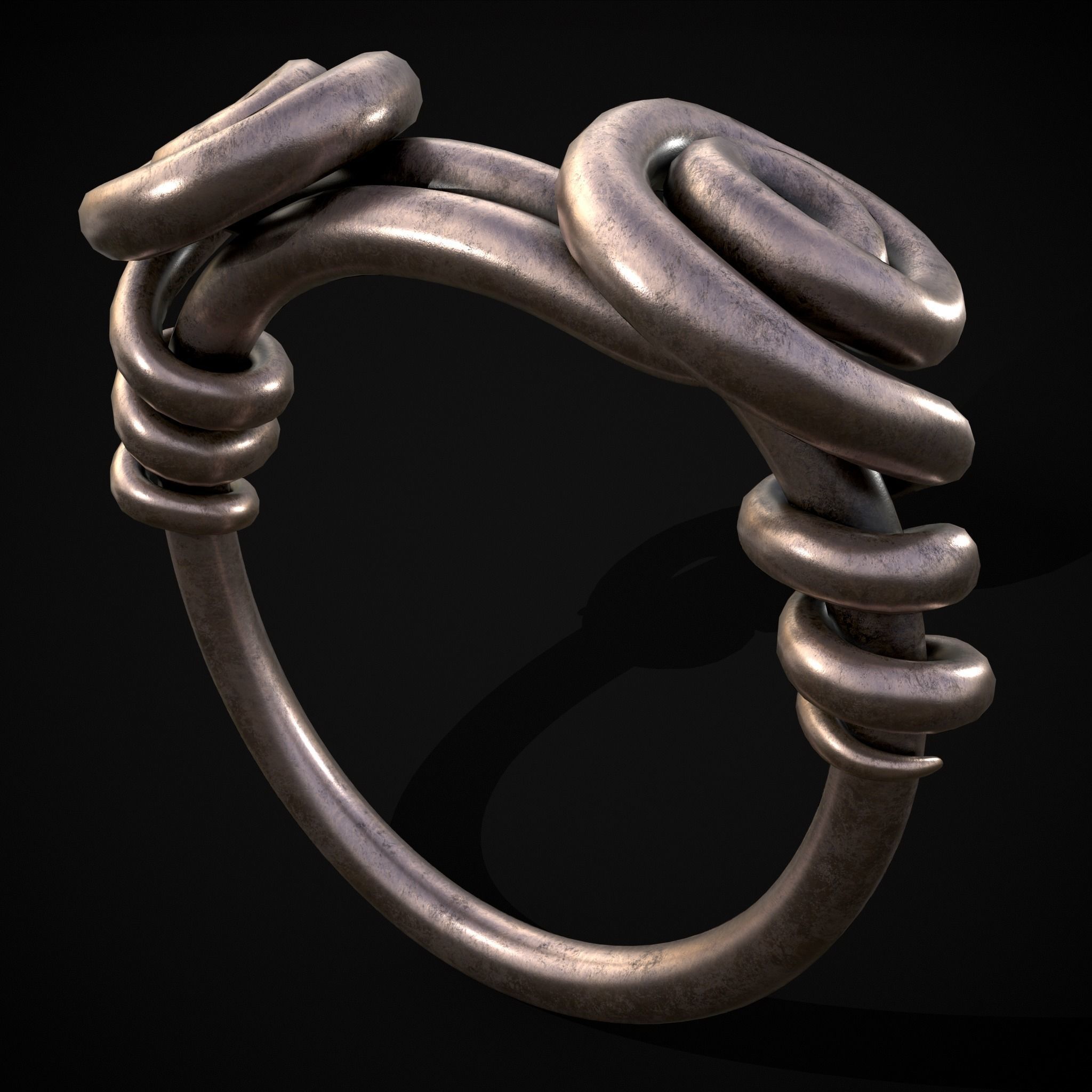 Wire Spiral Silver Ring Low-poly 3D model_39