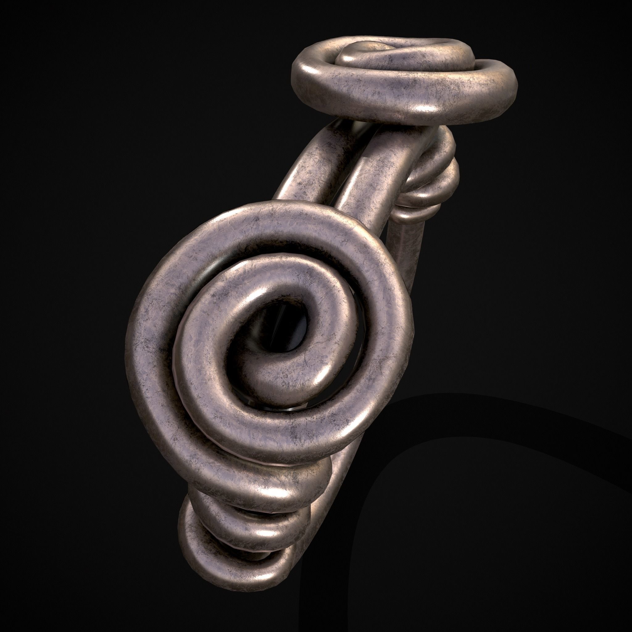 Wire Spiral Silver Ring Low-poly 3D model_31