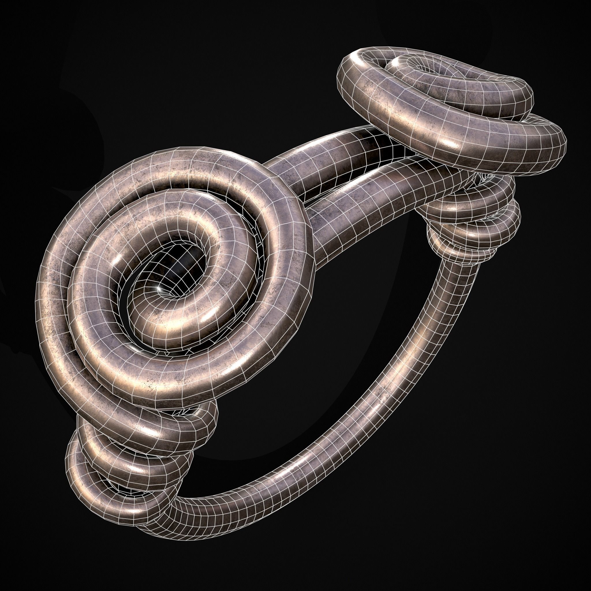Wire Spiral Silver Ring Low-poly 3D model_38
