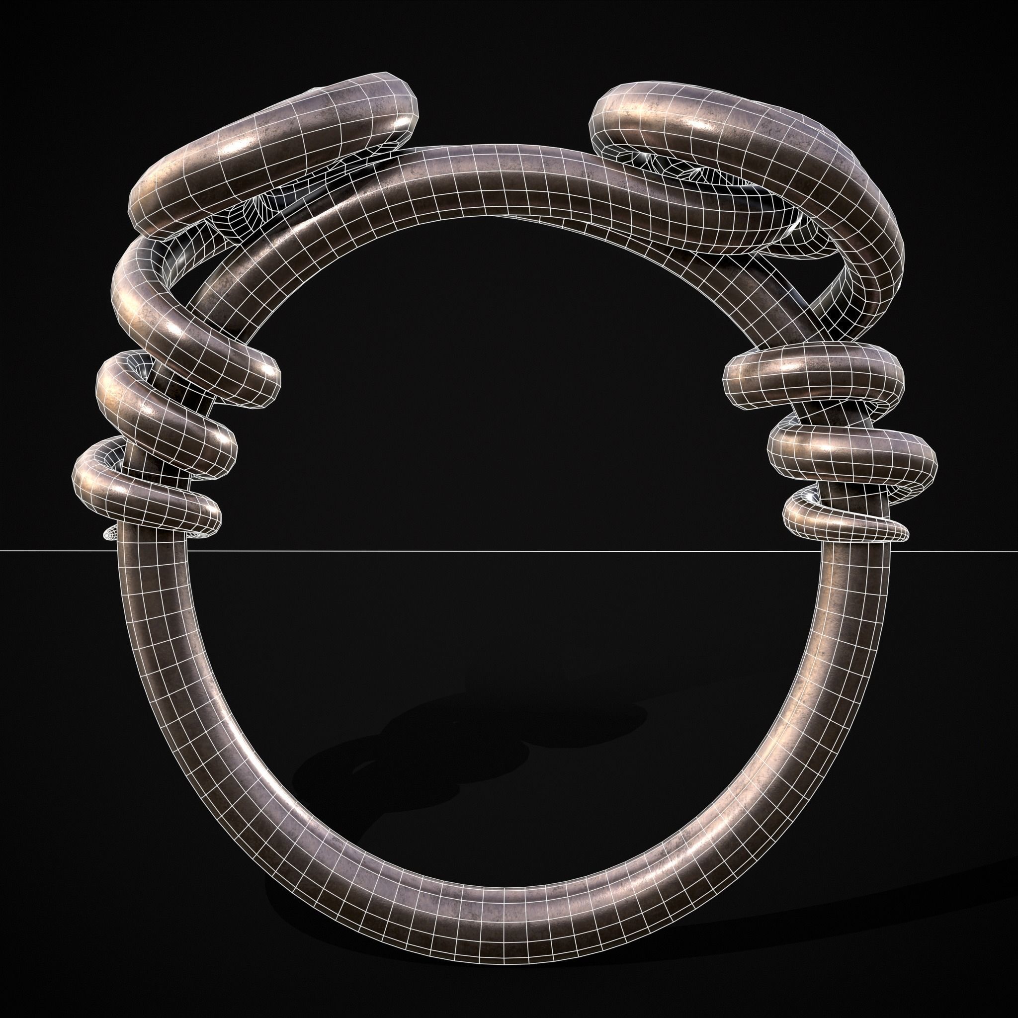Wire Spiral Silver Ring Low-poly 3D model_20