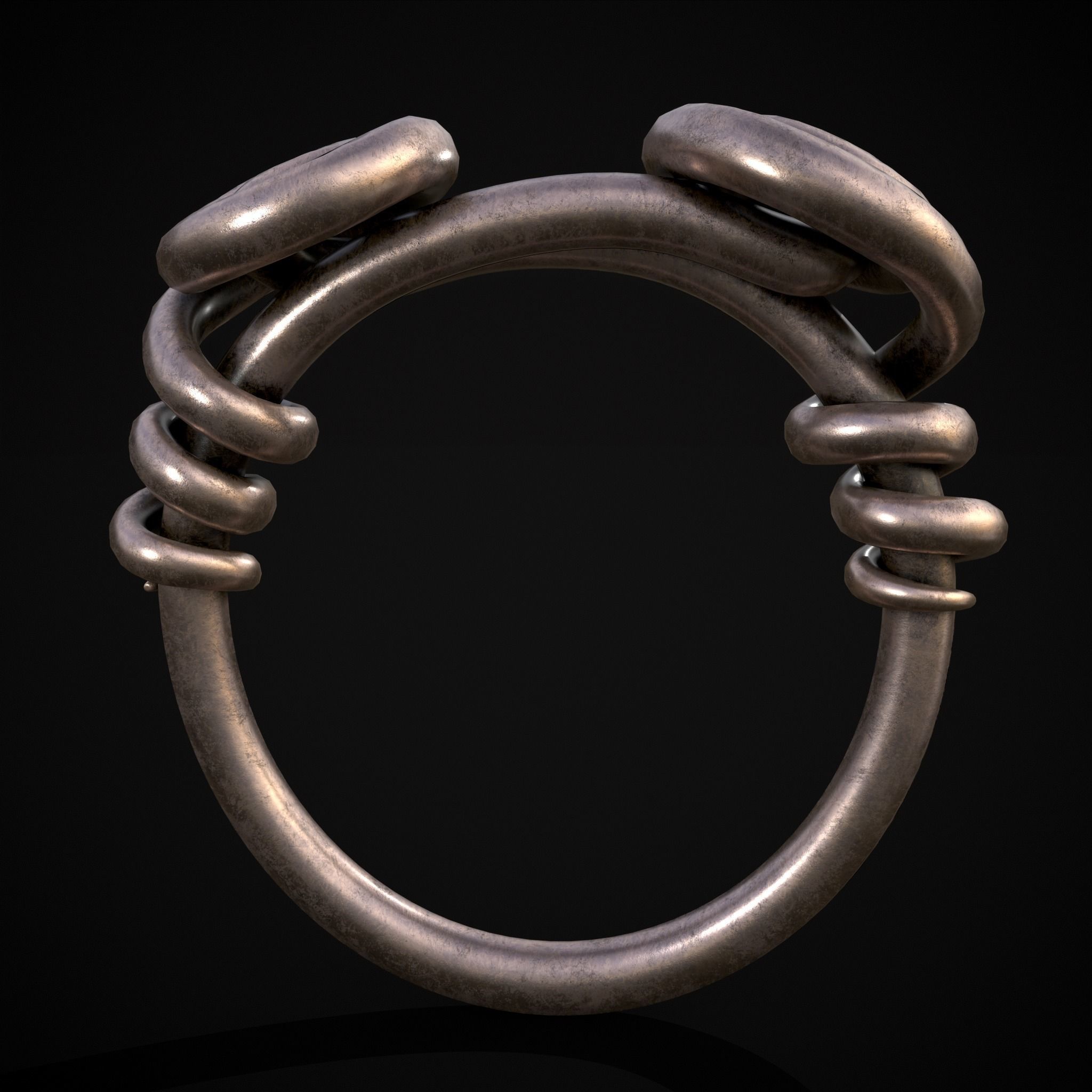 Wire Spiral Silver Ring Low-poly 3D model_5