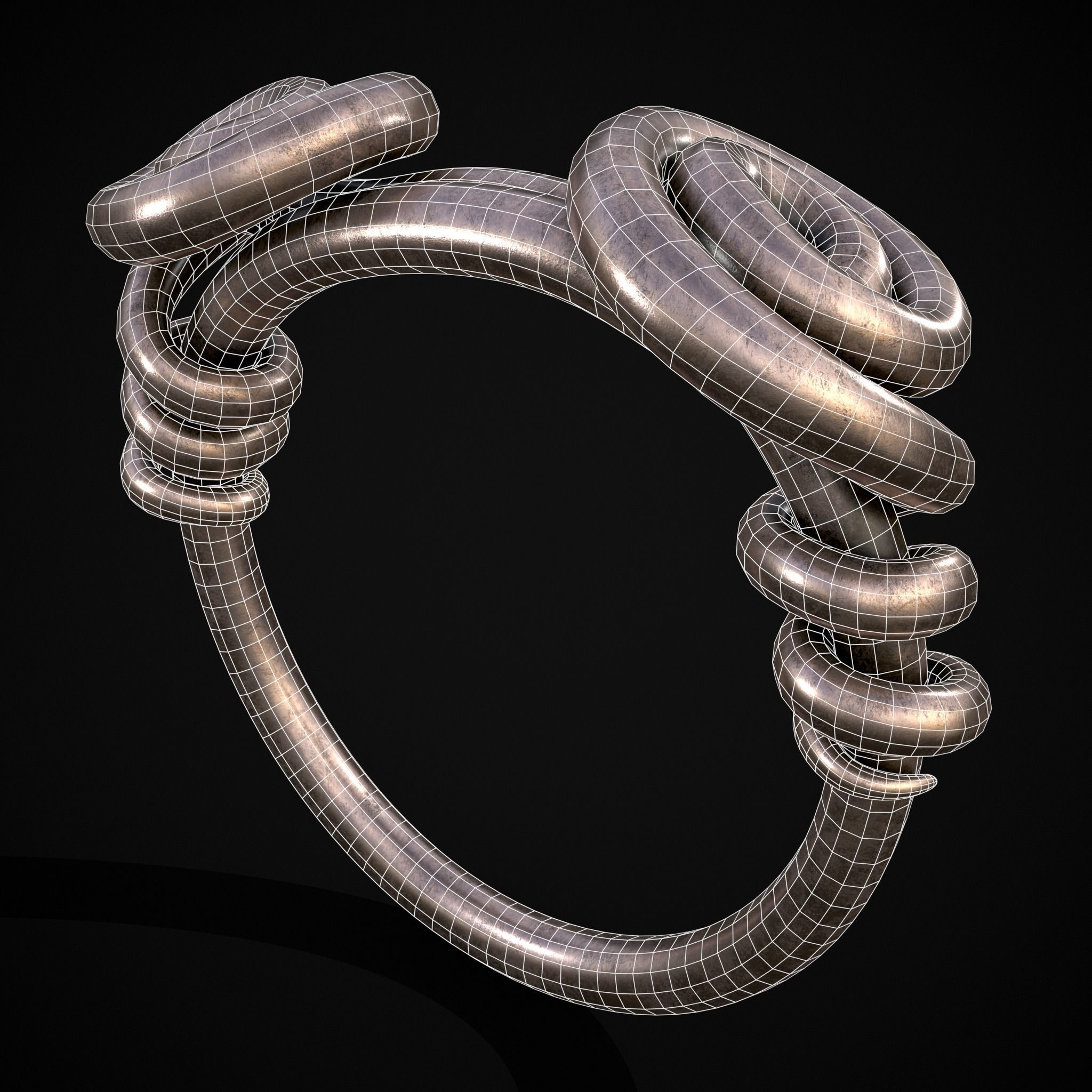 Wire Spiral Silver Ring Low-poly 3D model_36