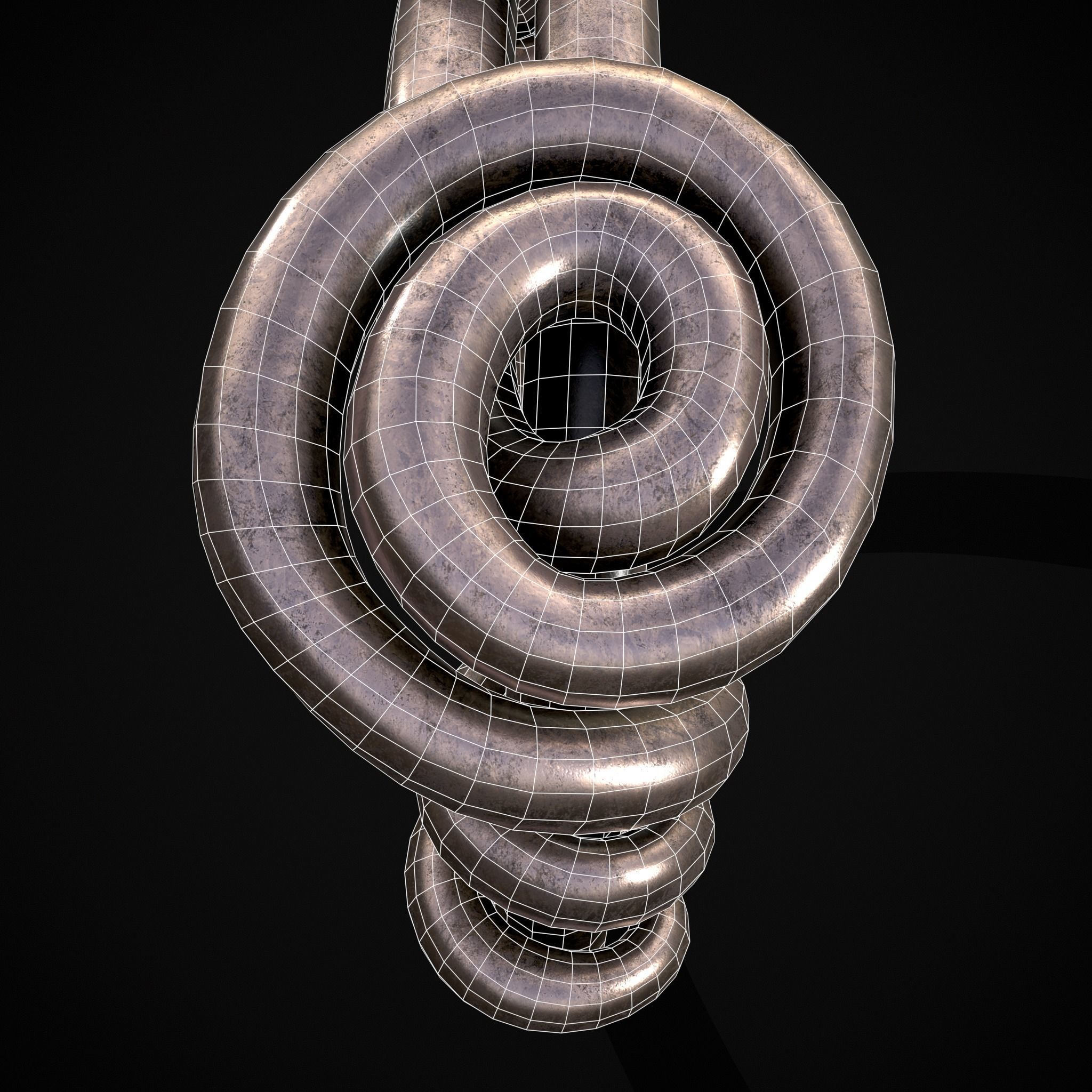 Wire Spiral Silver Ring Low-poly 3D model_14