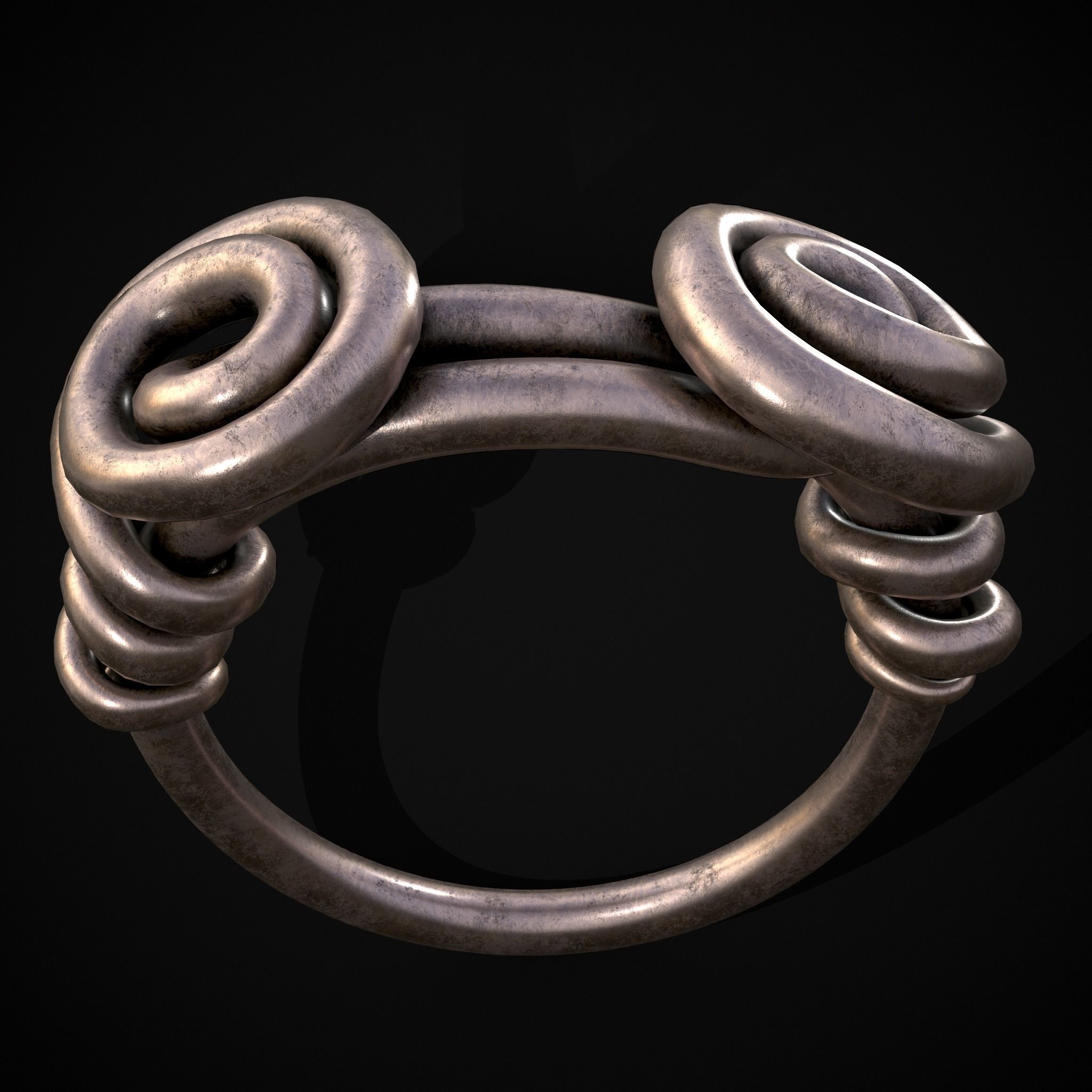 Wire Spiral Silver Ring Low-poly 3D model_27